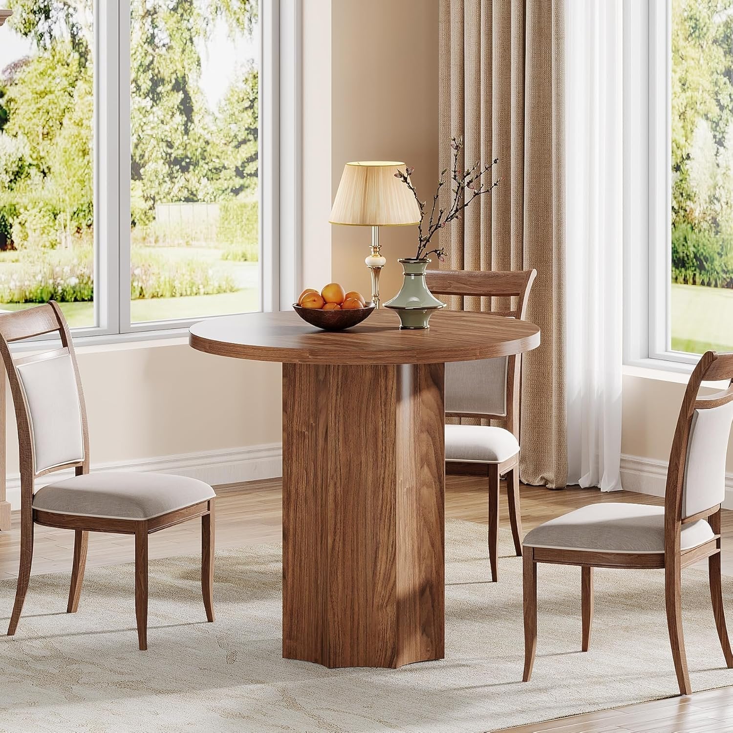 Rustikaler Rundtisch »Zweisamkeit« mit 80 cm Durchmesser & massivem Holzsockel in Braun