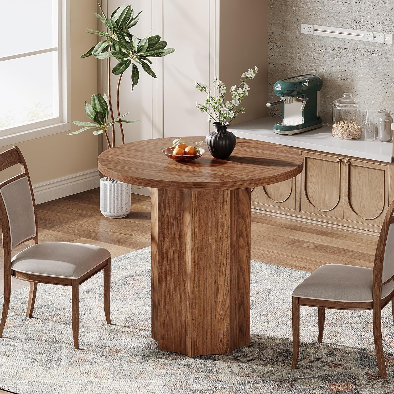 Rustikaler Rundtisch »Zweisamkeit« mit 80 cm Durchmesser & massivem Holzsockel in Braun