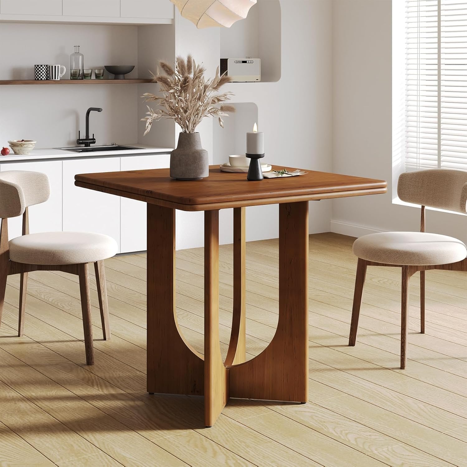 Tribesigns Esstisch, Massivholz Industrie Küchentisch Quadratisch 80cm Klein Esszimmertisch