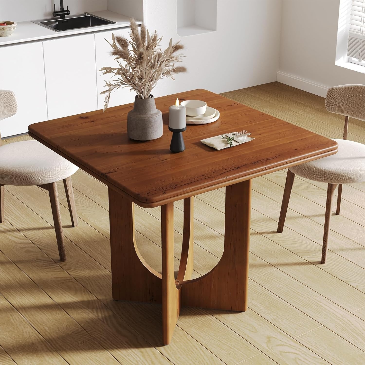 Tribesigns Esstisch, Massivholz Industrie Küchentisch Quadratisch 80cm Klein Esszimmertisch