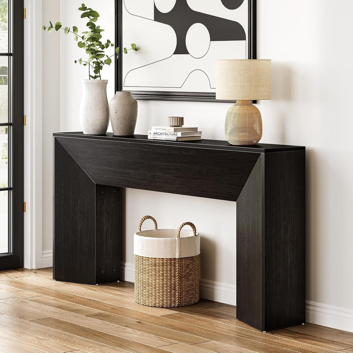 Konsolentisch 160 cm, extra langer schmaler Holztisch für Flur, hinter