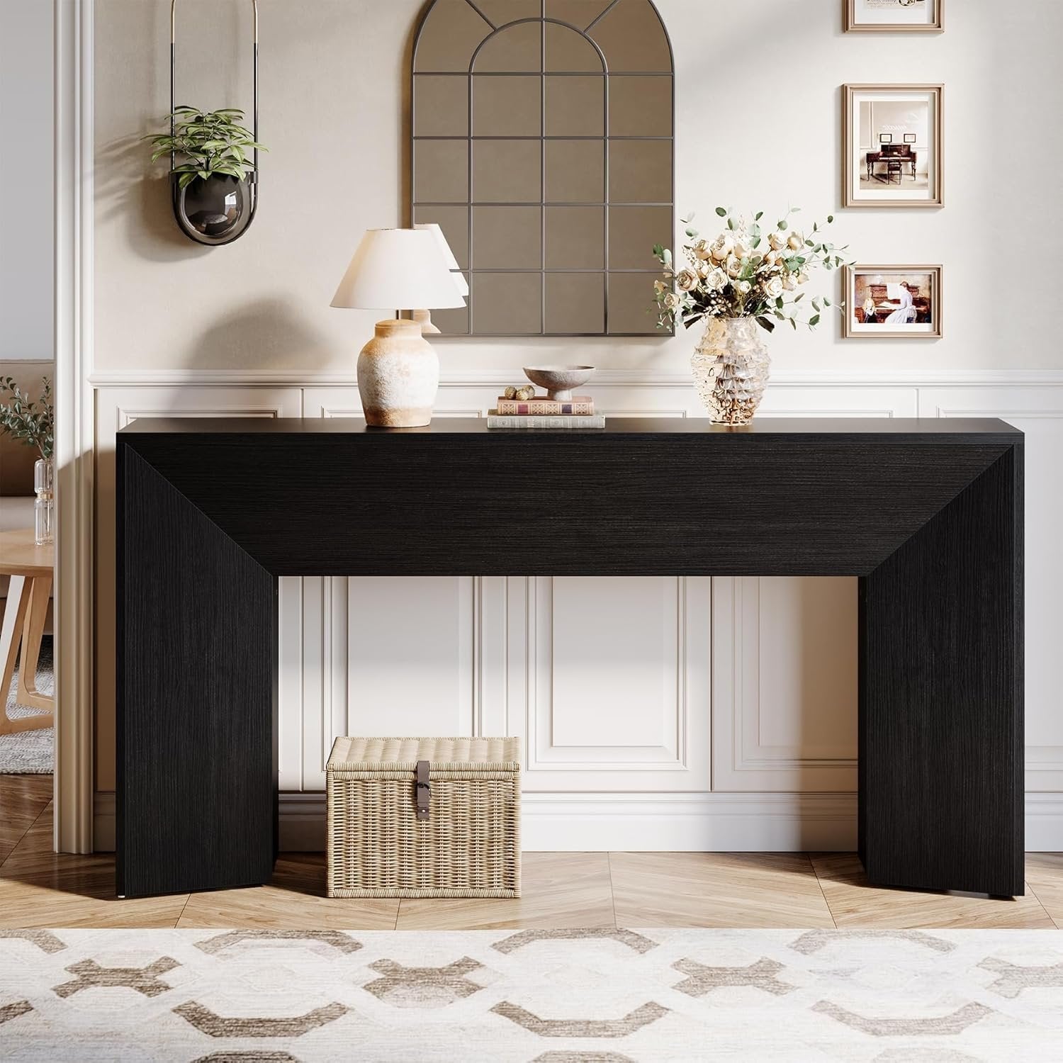 Konsolentisch 160 cm, extra langer schmaler Holztisch für Flur, hinter Sofa, Wohnzimmer und Eingang