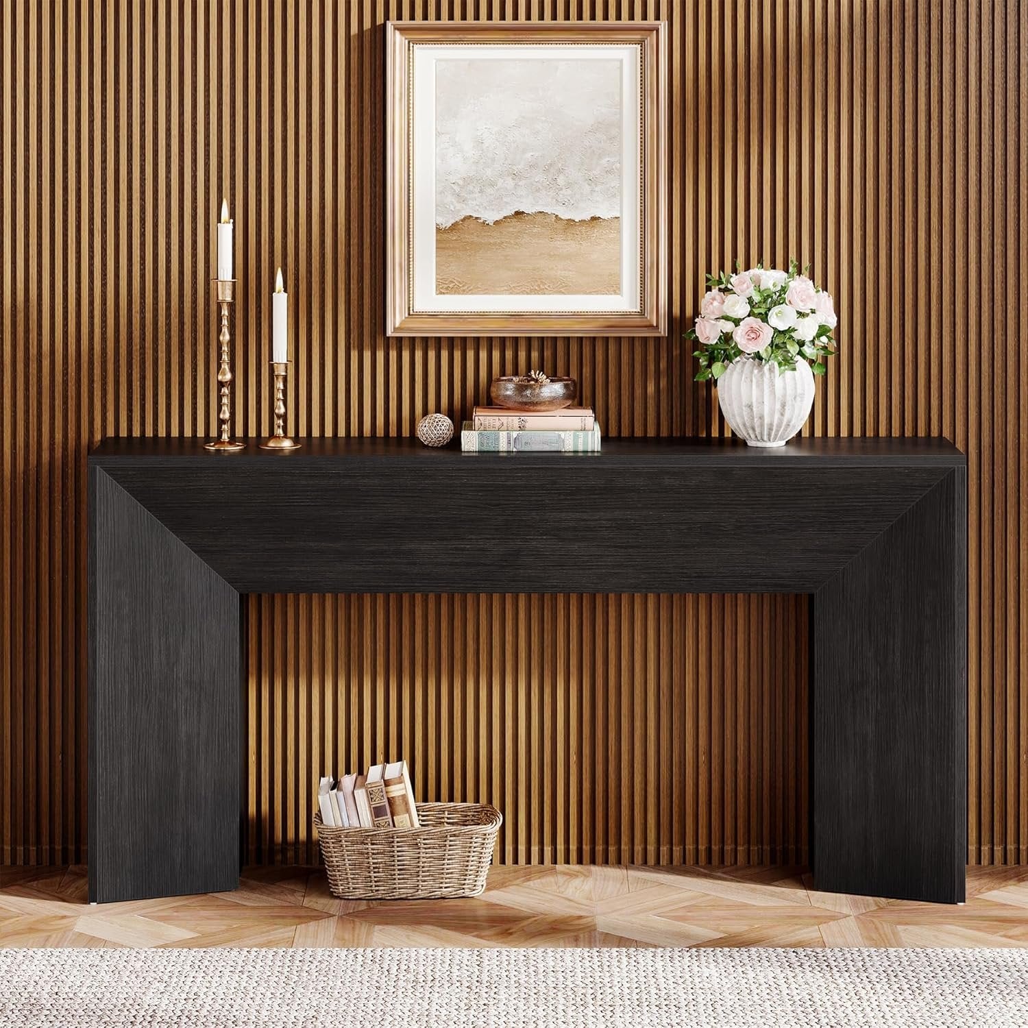 Konsolentisch 160 cm, extra langer schmaler Holztisch für Flur, hinter Sofa, Wohnzimmer und Eingang