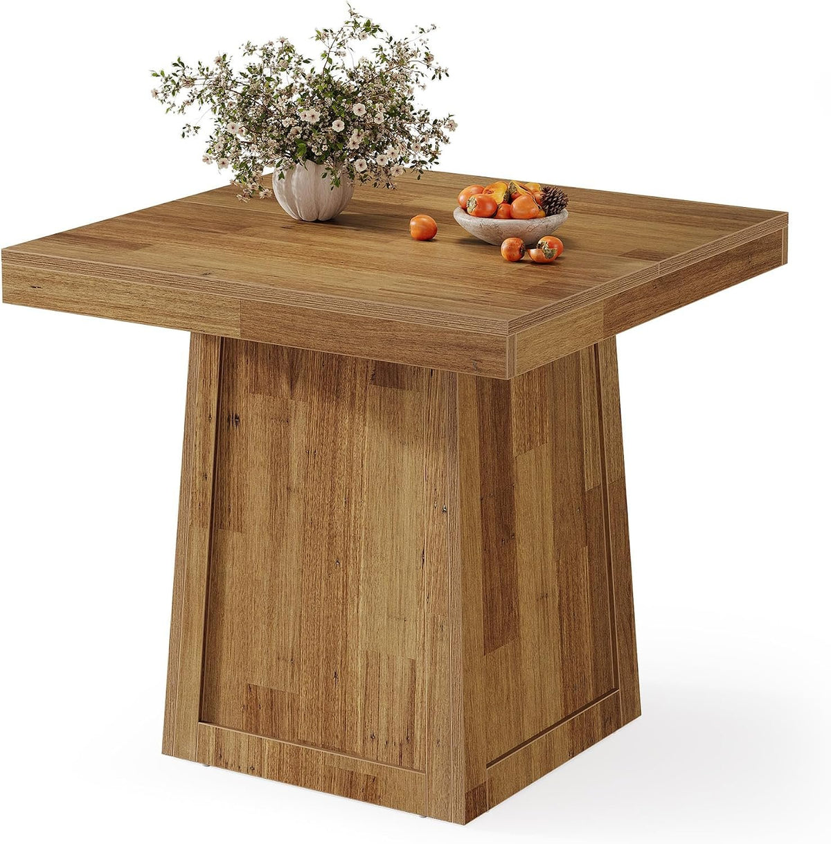 Tribesigns Quadratischer Esstisch 80 × 80 cm, Küchentisch im Landhausstil mit Trapezgestell