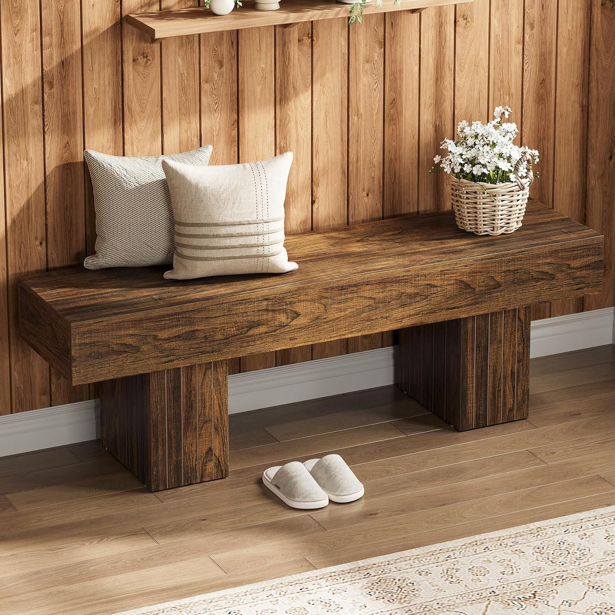 Tribesigns Holz Sitzbank 140 cm, rustikale Esszimmerbank im Landhausstil
