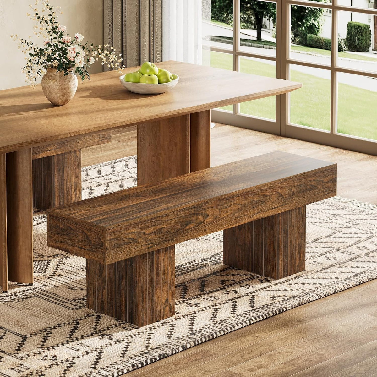 Tribesigns Holz Sitzbank 140 cm, rustikale Esszimmerbank im Landhausstil