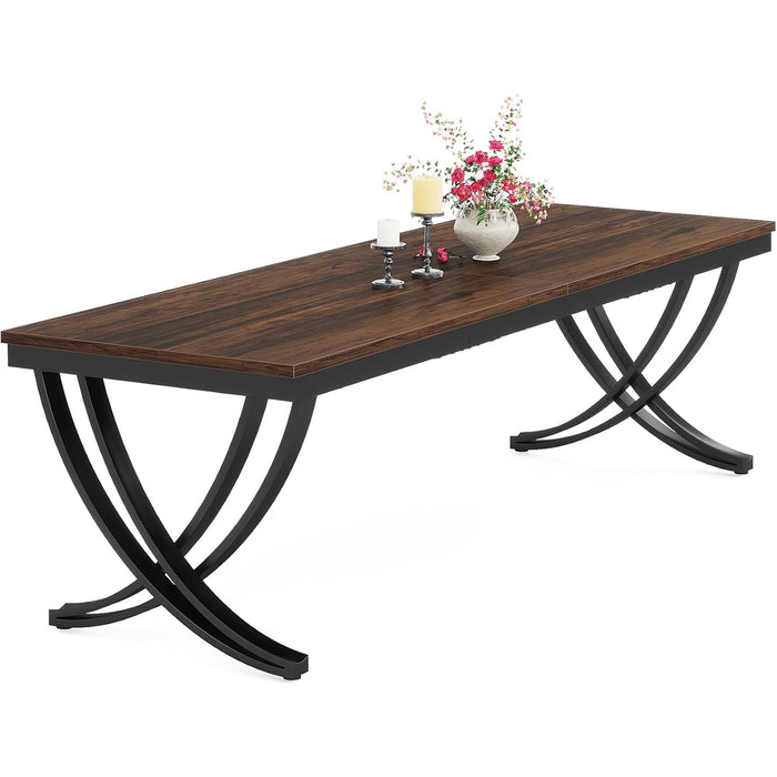 Doppelter Langer Schreibtisch,Schreibtisch, Computertisch, für Home Office#Farbe_Rustikales Braun