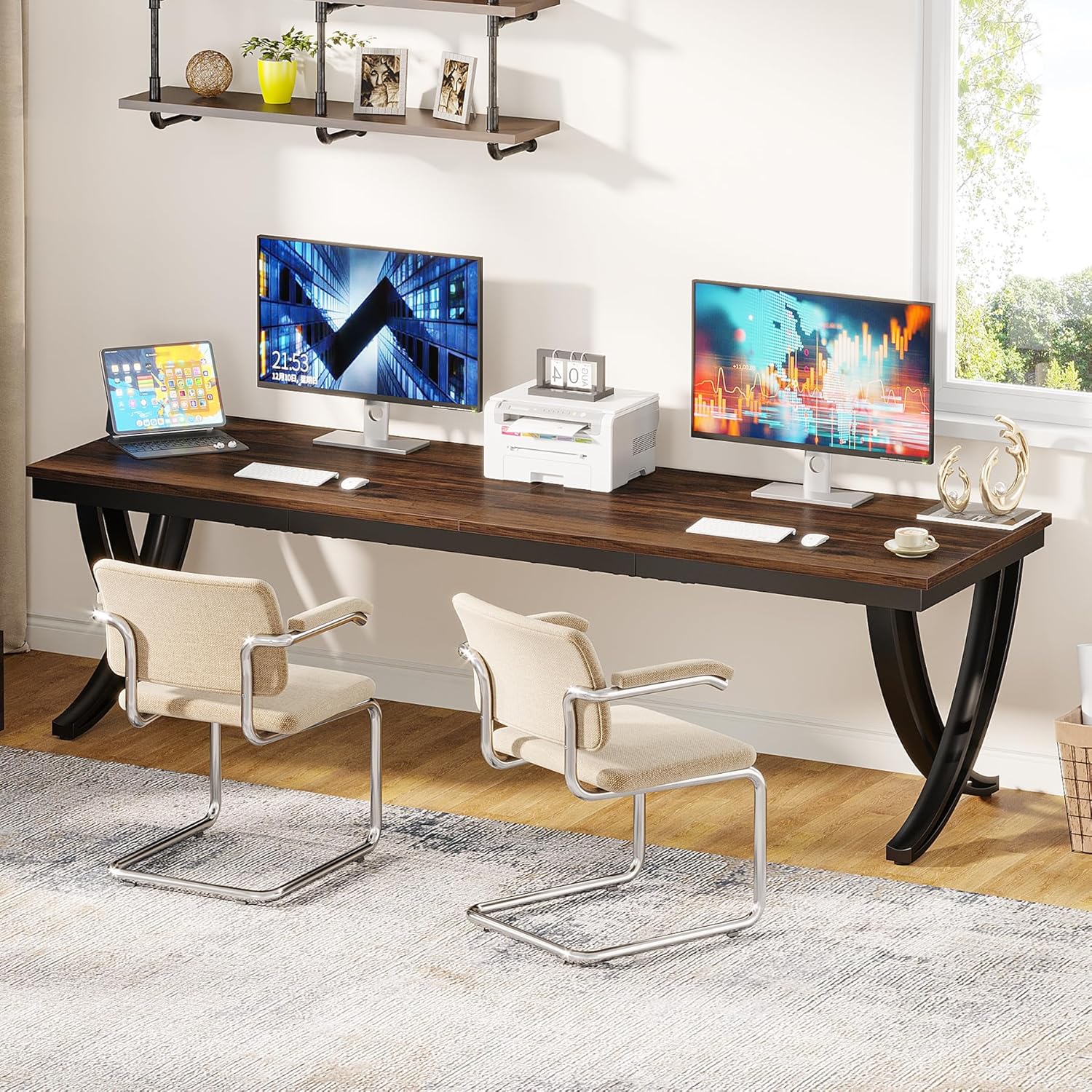 Doppelter Langer Schreibtisch,Schreibtisch, Computertisch, für Home Office