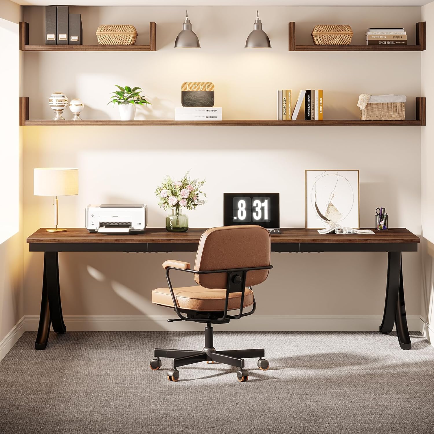 Doppelter Langer Schreibtisch,Schreibtisch, Computertisch, für Home Office
