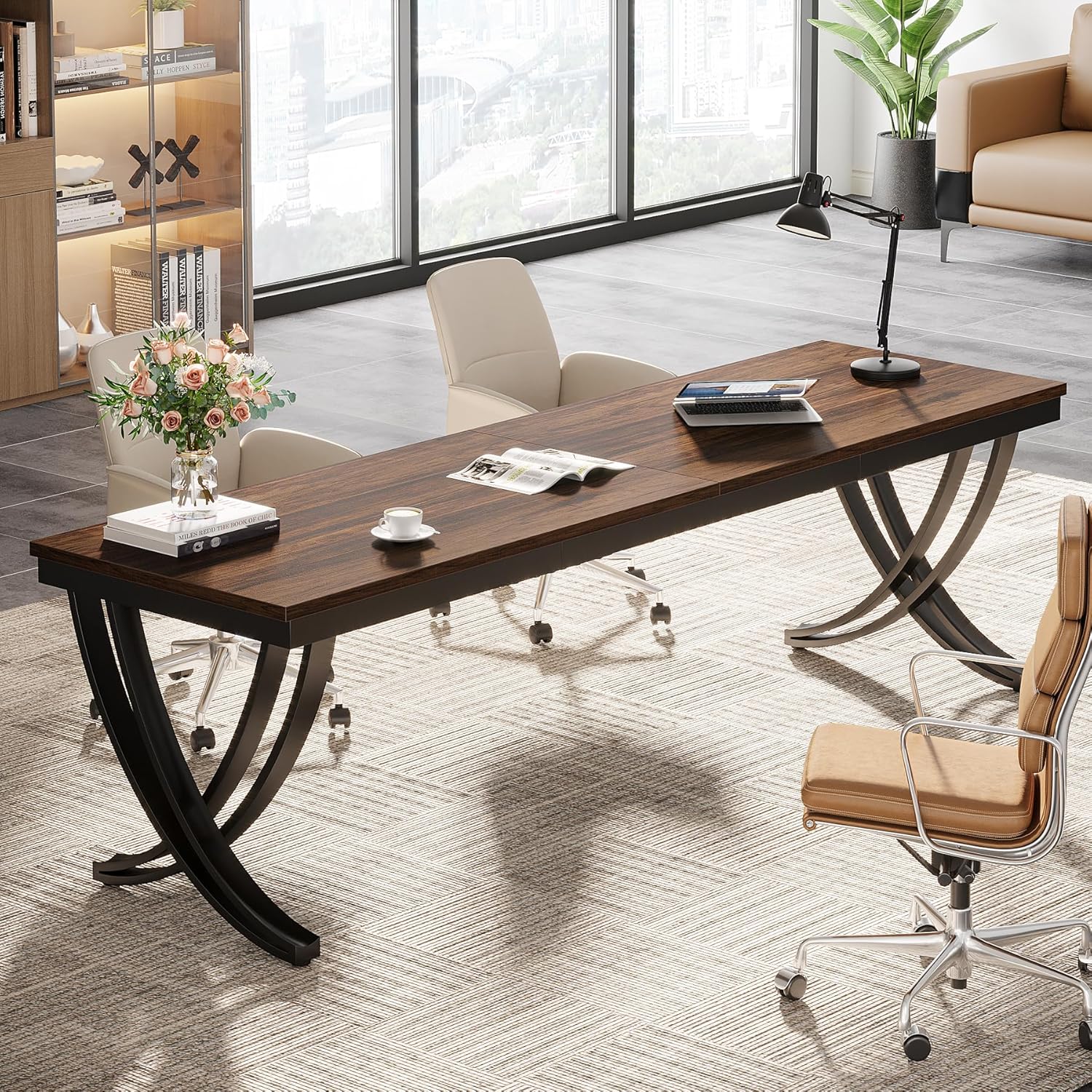 Doppelter Langer Schreibtisch,Schreibtisch, Computertisch, für Home Office
