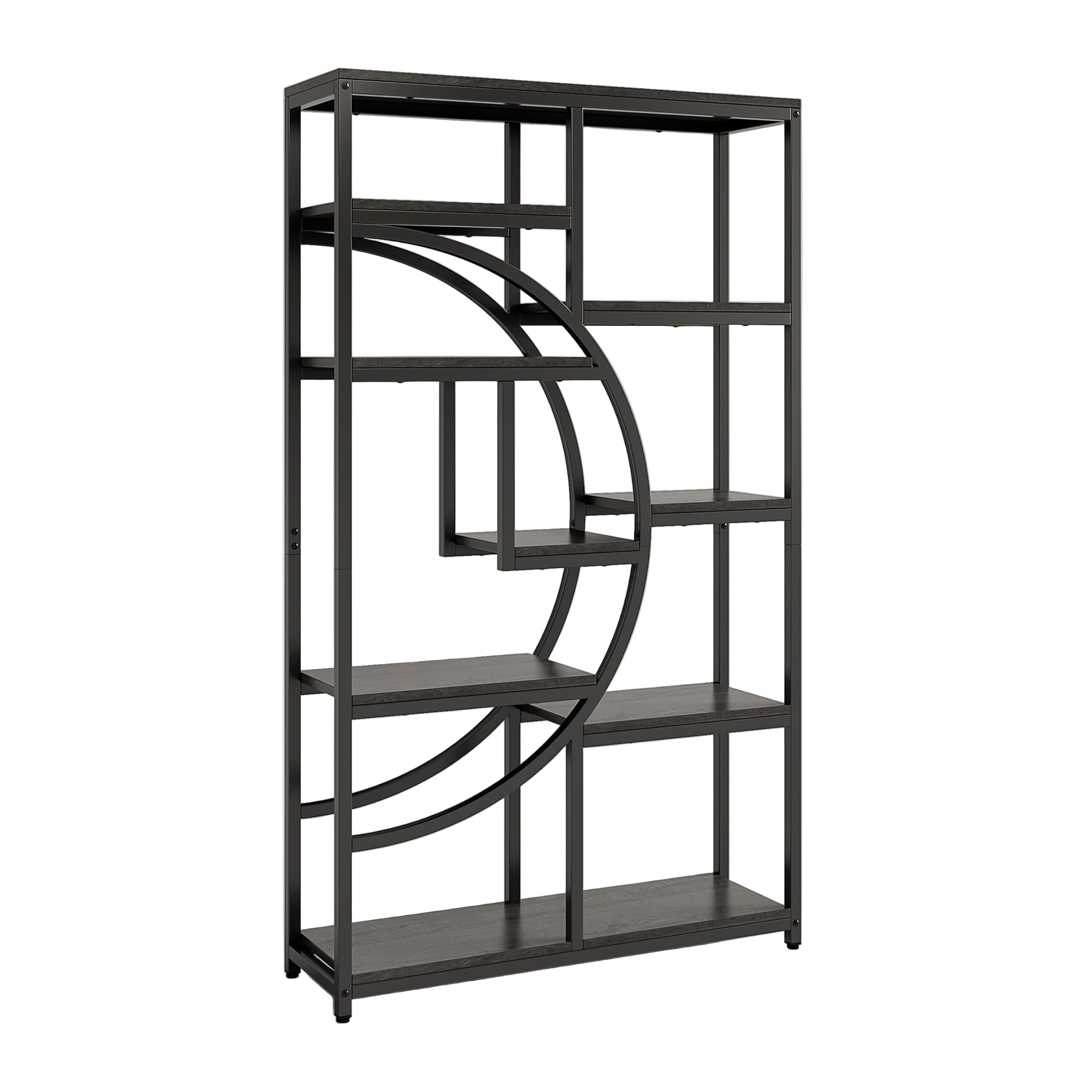 Freistehendes Bücherregal, 175 cm Etagere-Bücherregal mit 9 offenen Regalen