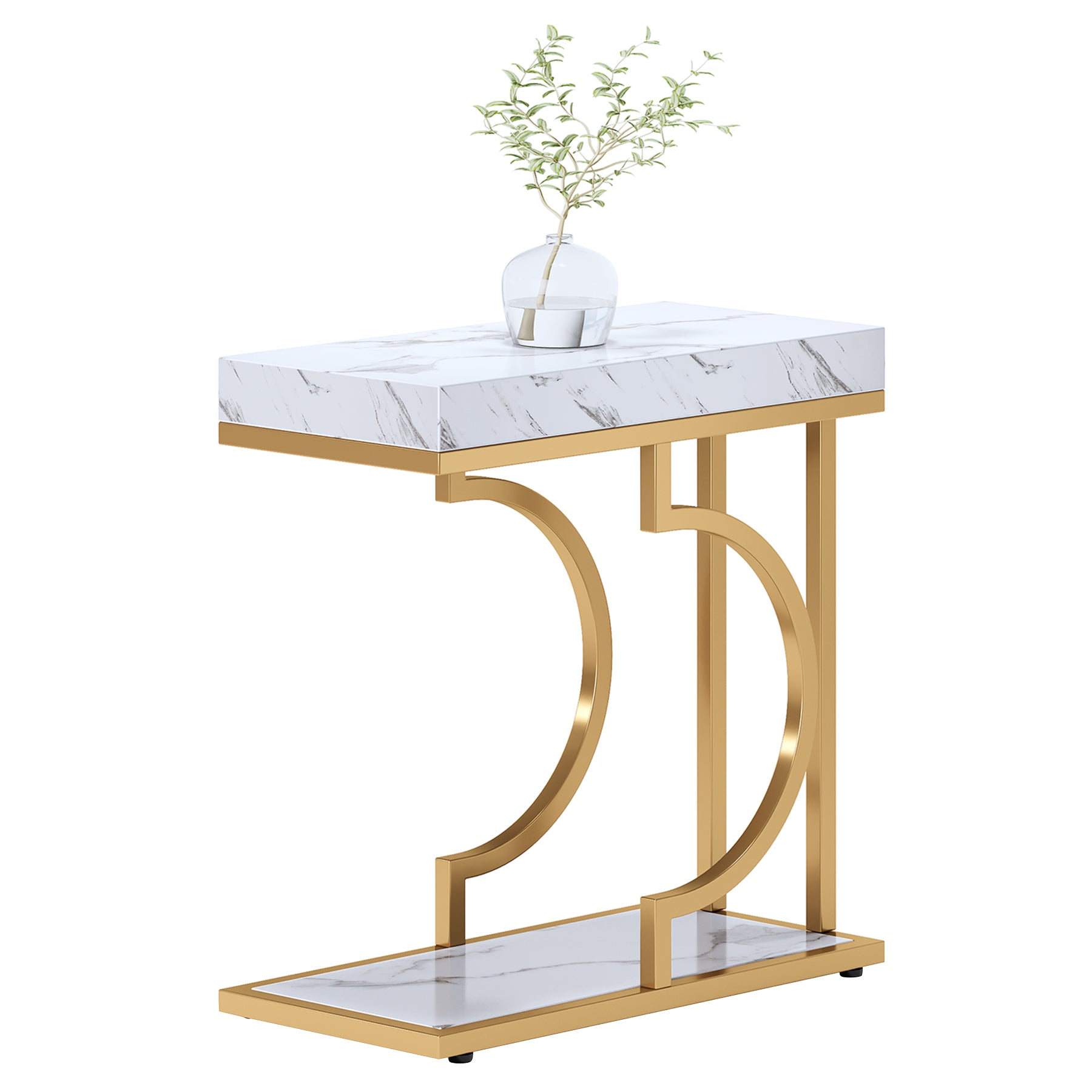 60 cm Beistelltisch, C-förmiger Beistelltisch Schmal für Wohnzimmer