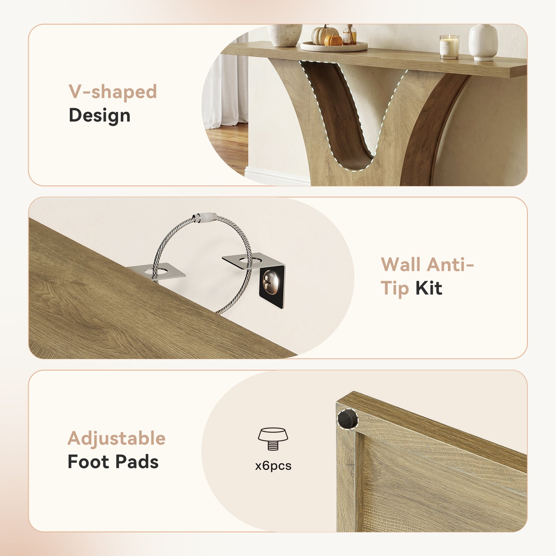 Tribesigns Konsolentisch 160 cm schmal mit V-Gestell, Flurtisch modern für Eingangsbereich & Wohnzimmer