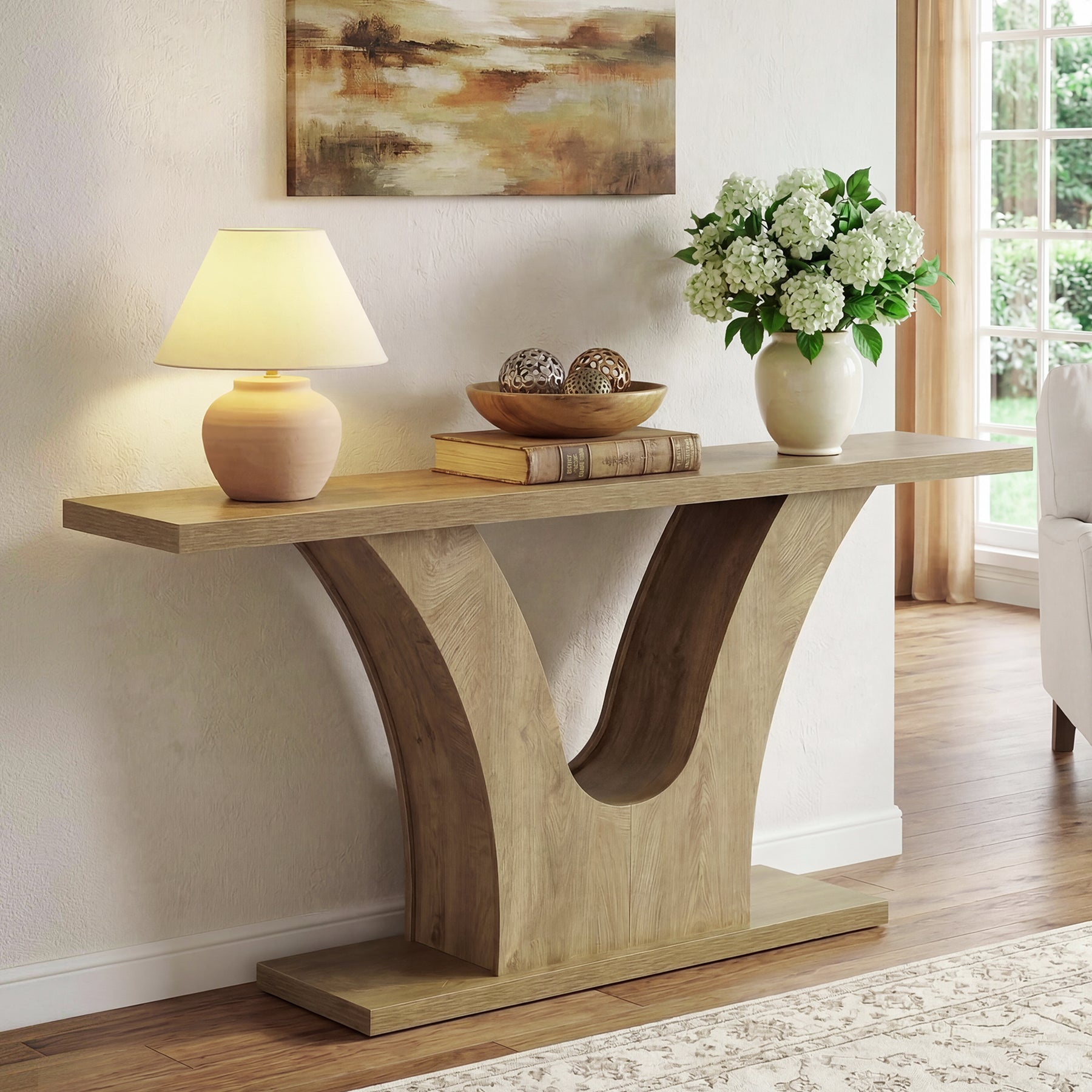 Tribesigns Konsolentisch 160 cm schmal mit V-Gestell, Flurtisch modern für Eingangsbereich & Wohnzimmer