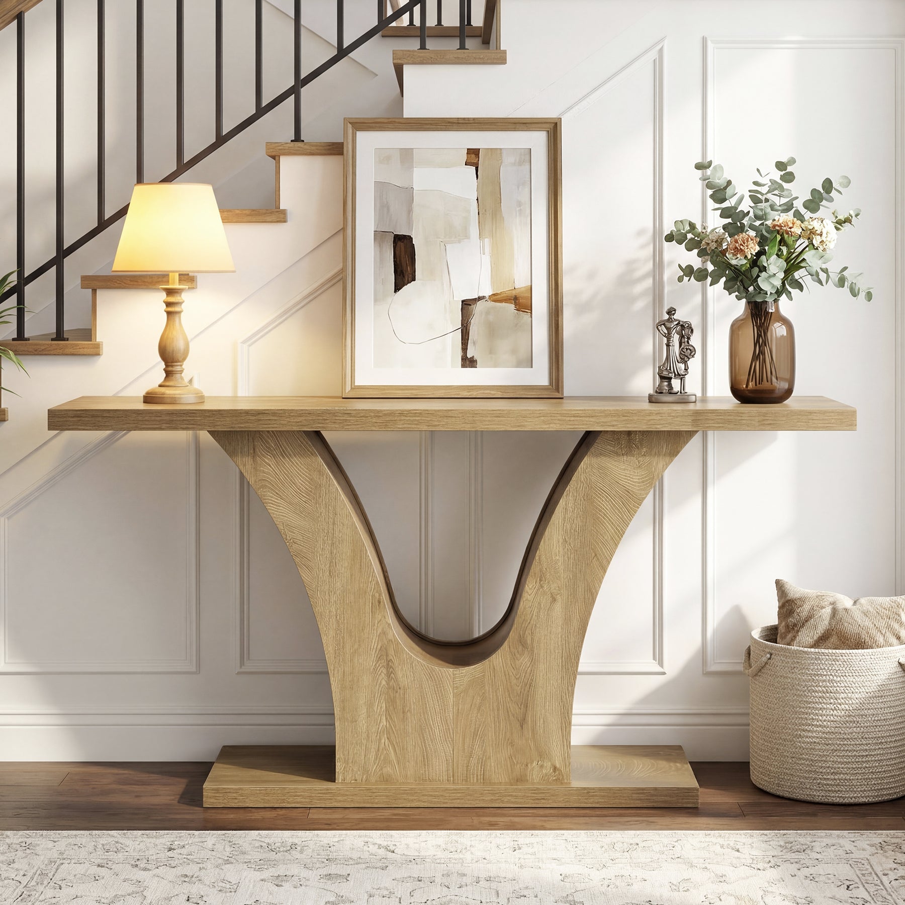 Tribesigns Konsolentisch 160 cm schmal mit V-Gestell, Flurtisch modern für Eingangsbereich & Wohnzimmer