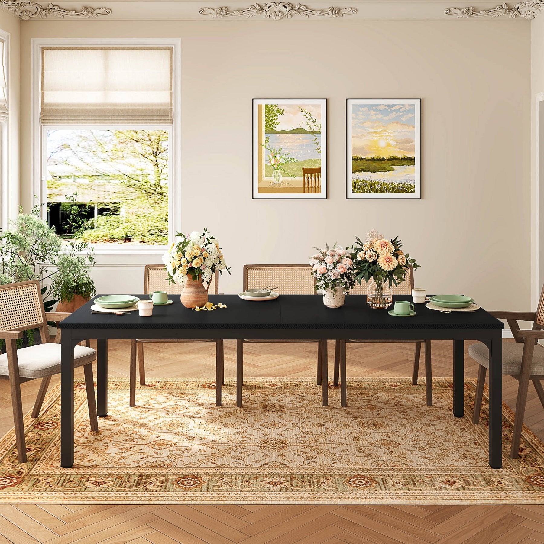 Industrieller rechteckiger Küchentisch mit stabilen Metallbeinen