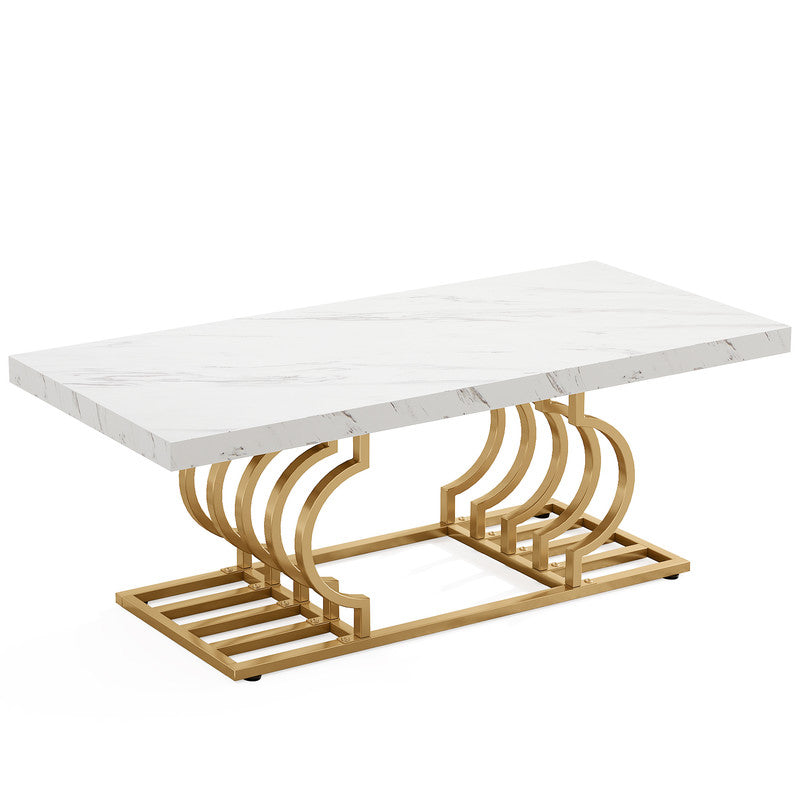 Moderner Couchtisch - Tribesigns Cocktailtisch mit geometrischem Gestell