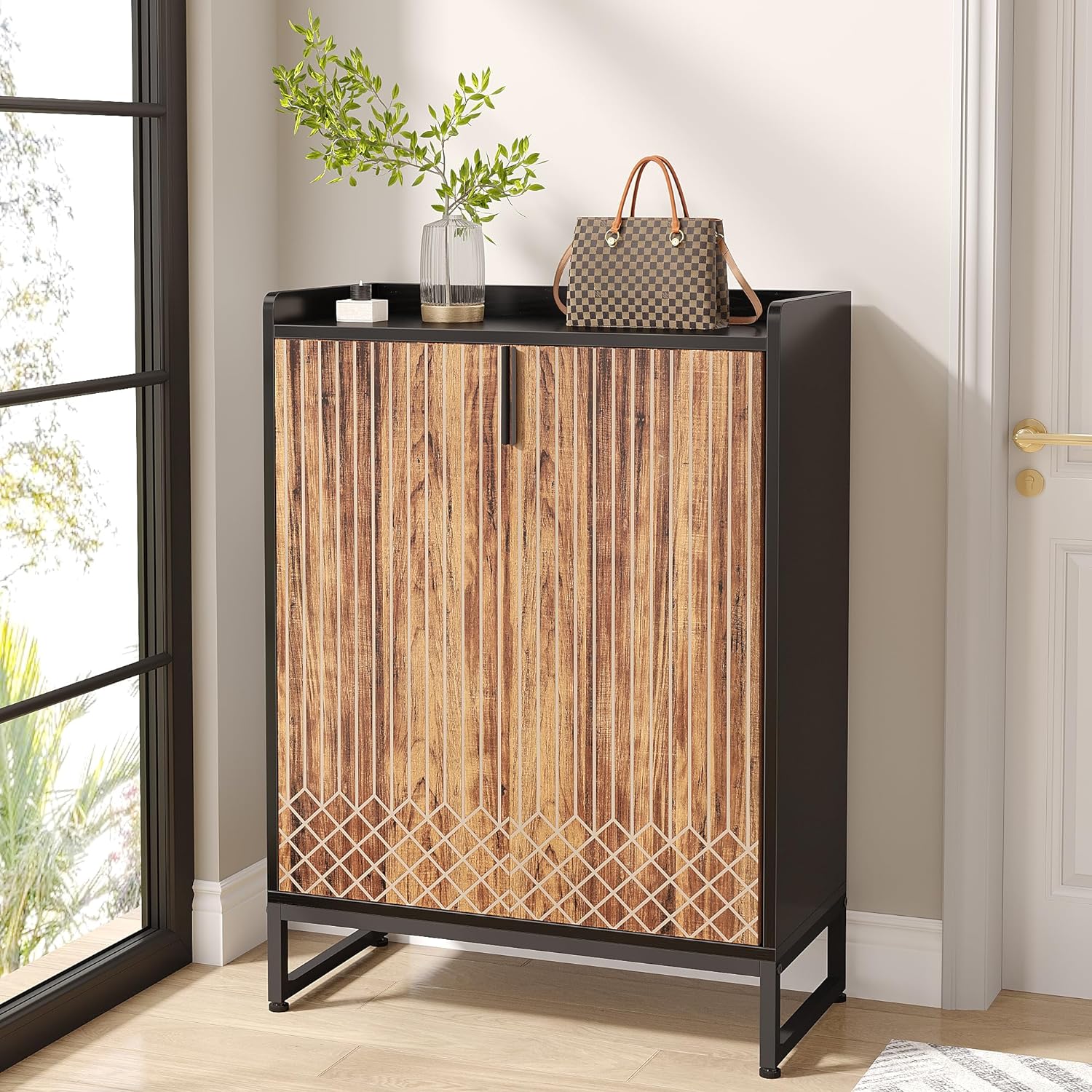 Moderner Schuhschrank mit Türen, 5-stöckiger moderner Schuhregal-Organizer