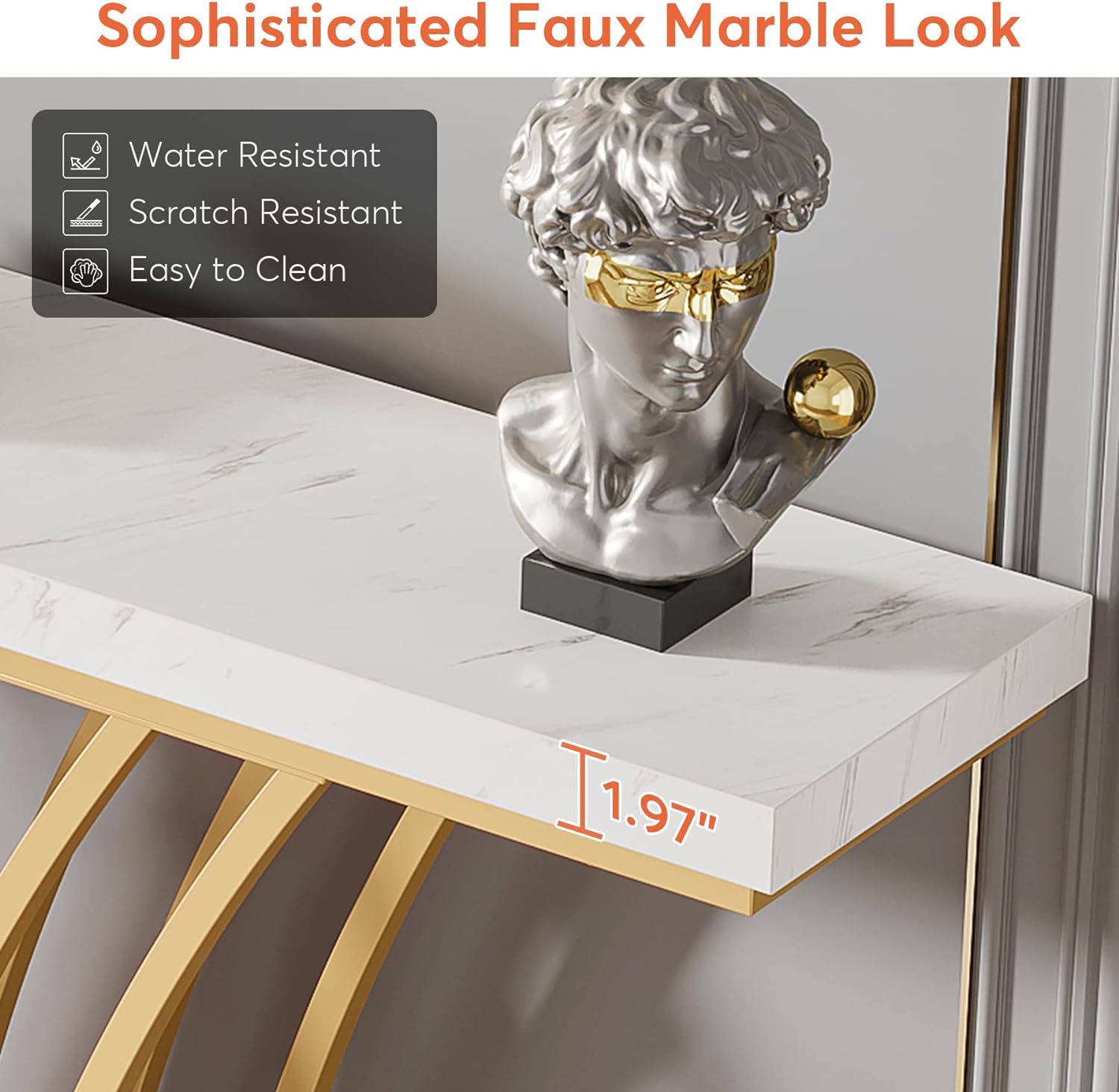 Moderner goldener Konsolentisch - Stilvoller Eingangstisch für Flur, Wohnzimmer