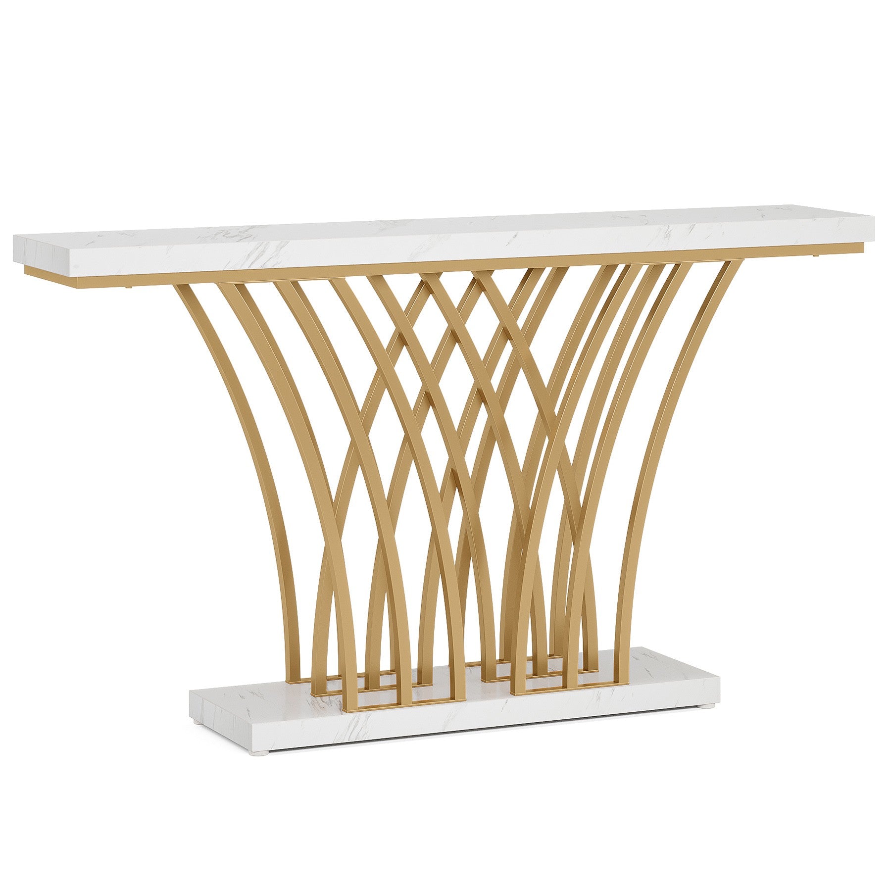 Moderner goldener Konsolentisch - Stilvoller Eingangstisch für Flur, Wohnzimmer