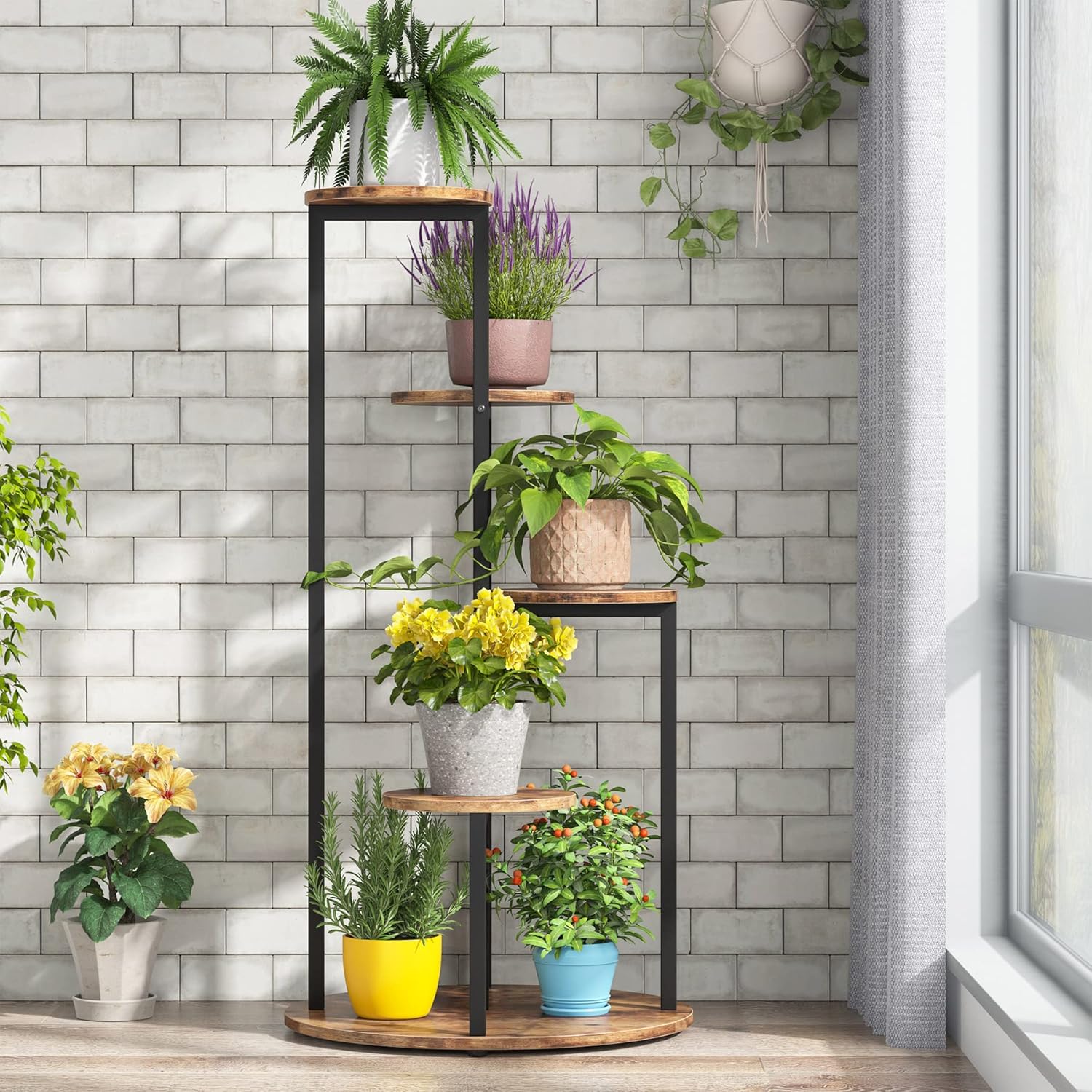 Pflanzenständer für den Innenbereich, mit Metallrahmen für Balkon, Garten, Terrasse