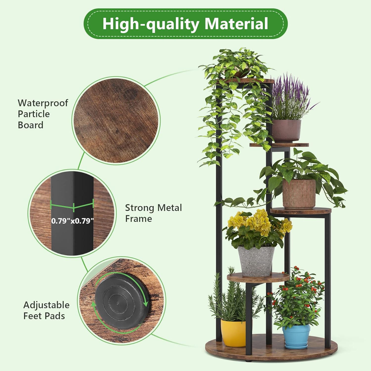 Pflanzenständer für den Innenbereich, mit Metallrahmen für Balkon, Garten, Terrasse