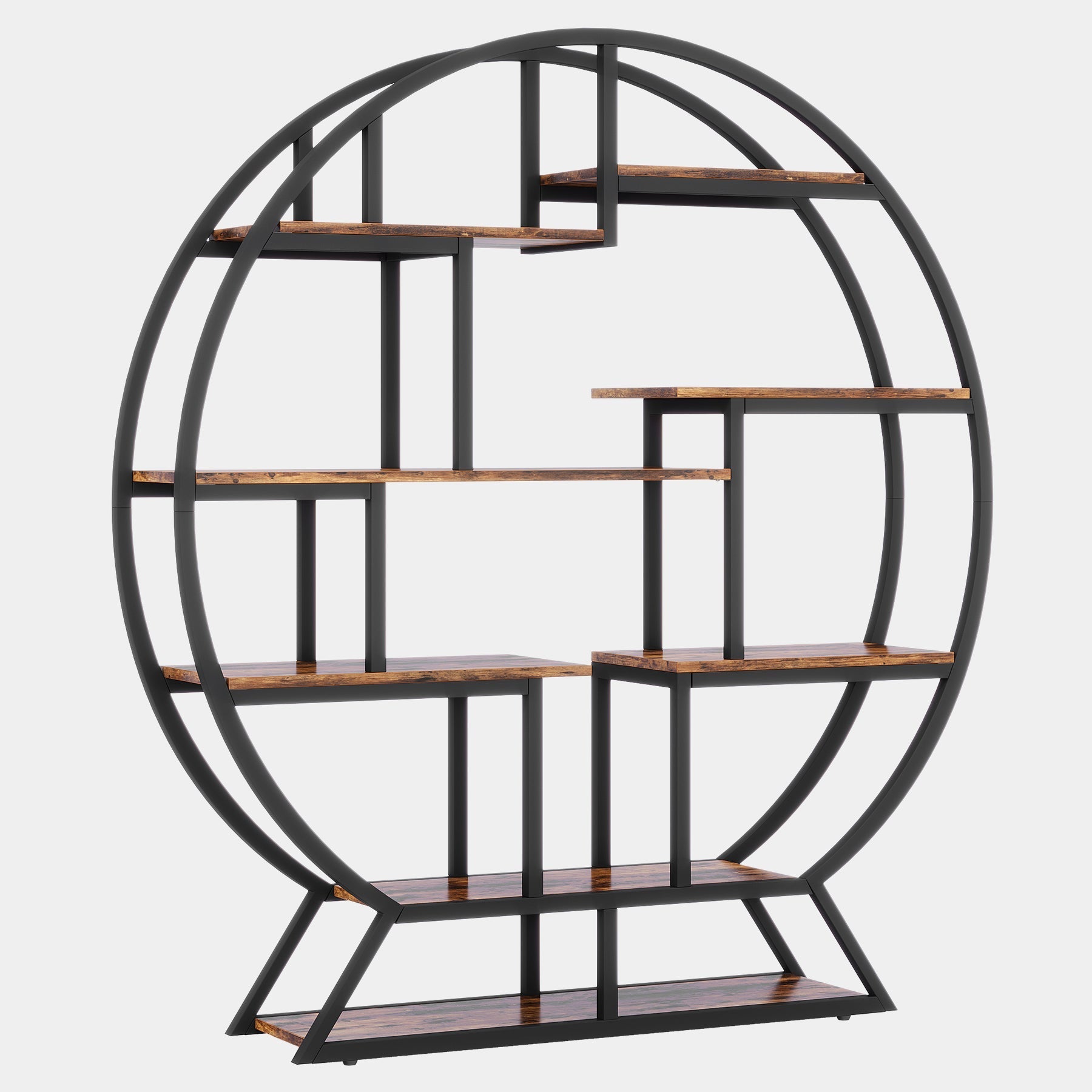 Rundes Bücherregal, 150cm Etagere-Bücherregal mit versetzten Regalen