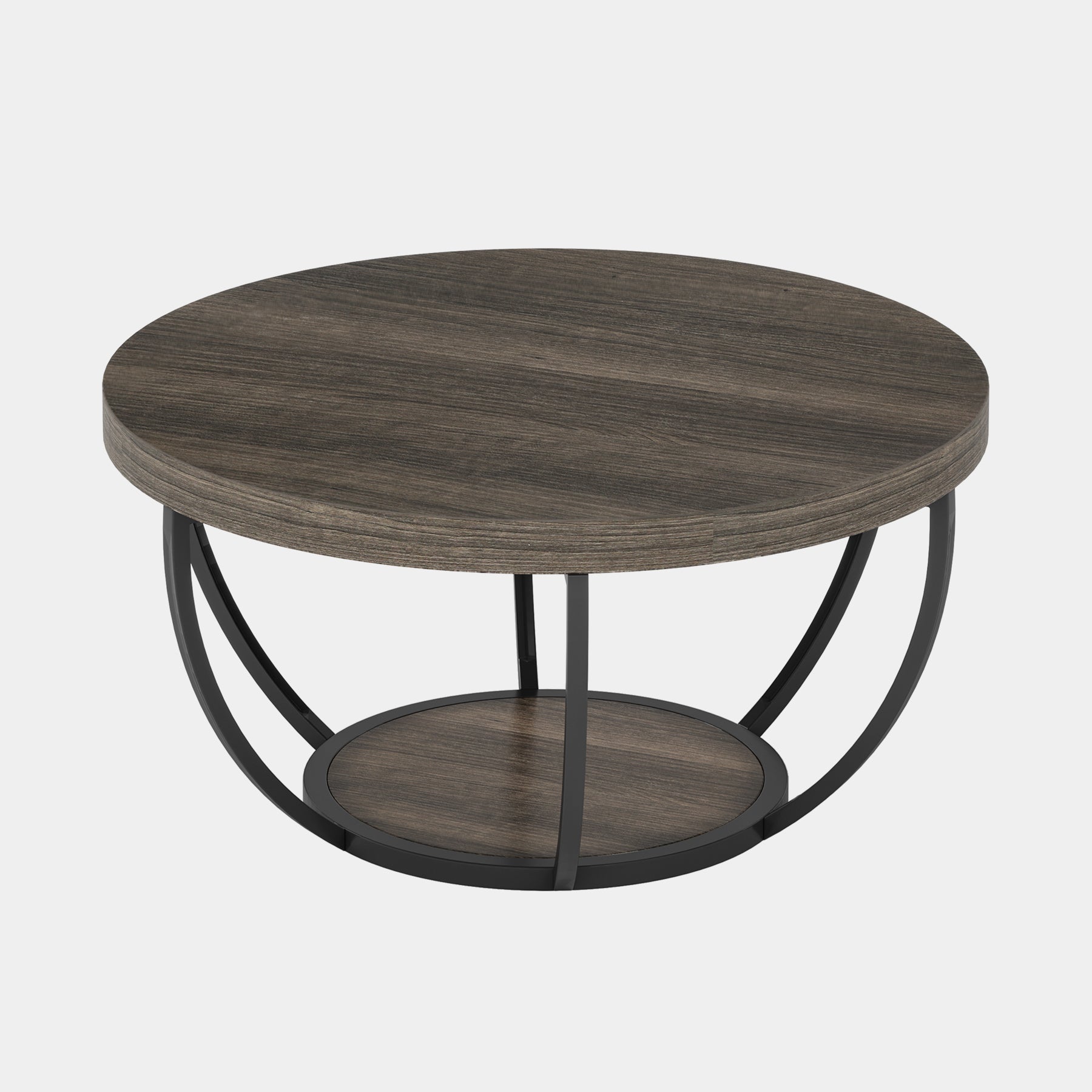 Tribesigns Couchtisch aus Holz, runder zentraler Cocktailtisch mit zwei Ebenen