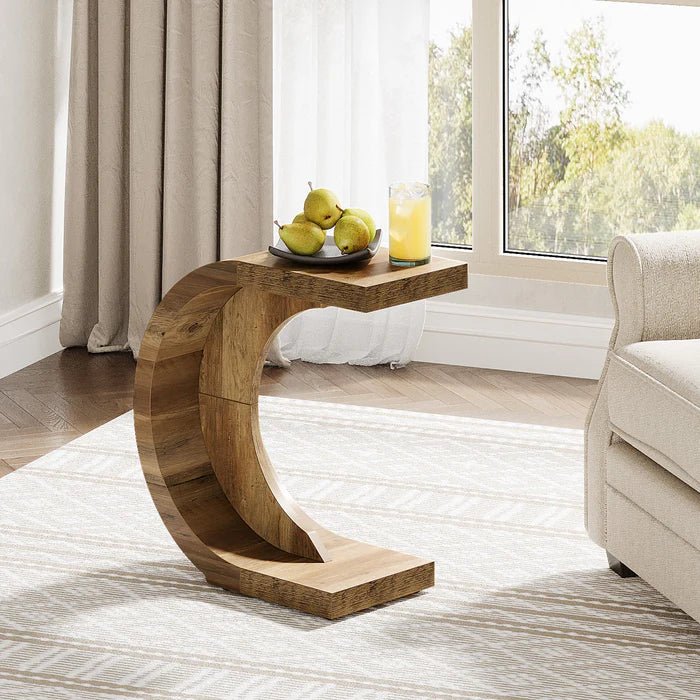 C-förmiger Holz-Beistelltisch für Couch & Sofa
