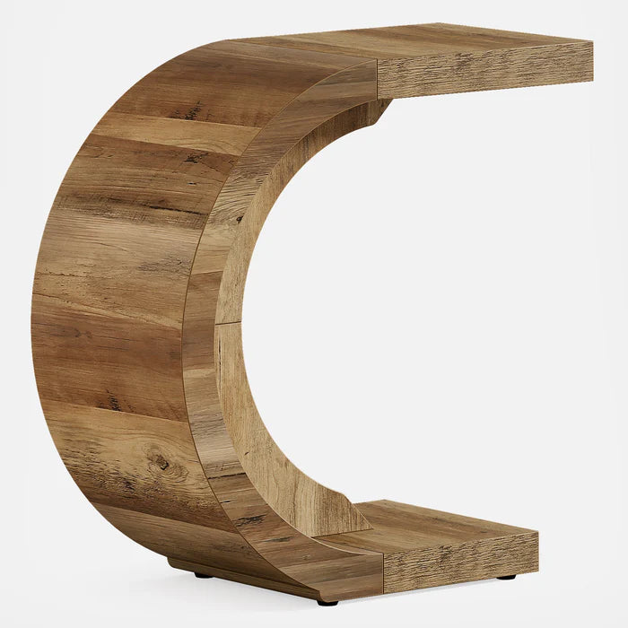 C-förmiger Holz-Beistelltisch für Couch & Sofa
