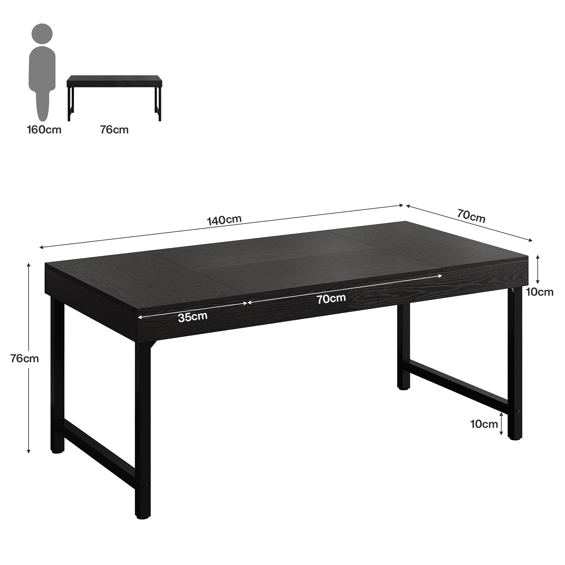 140 cm Bürotisch, einfacher Computertisch für das Home Office