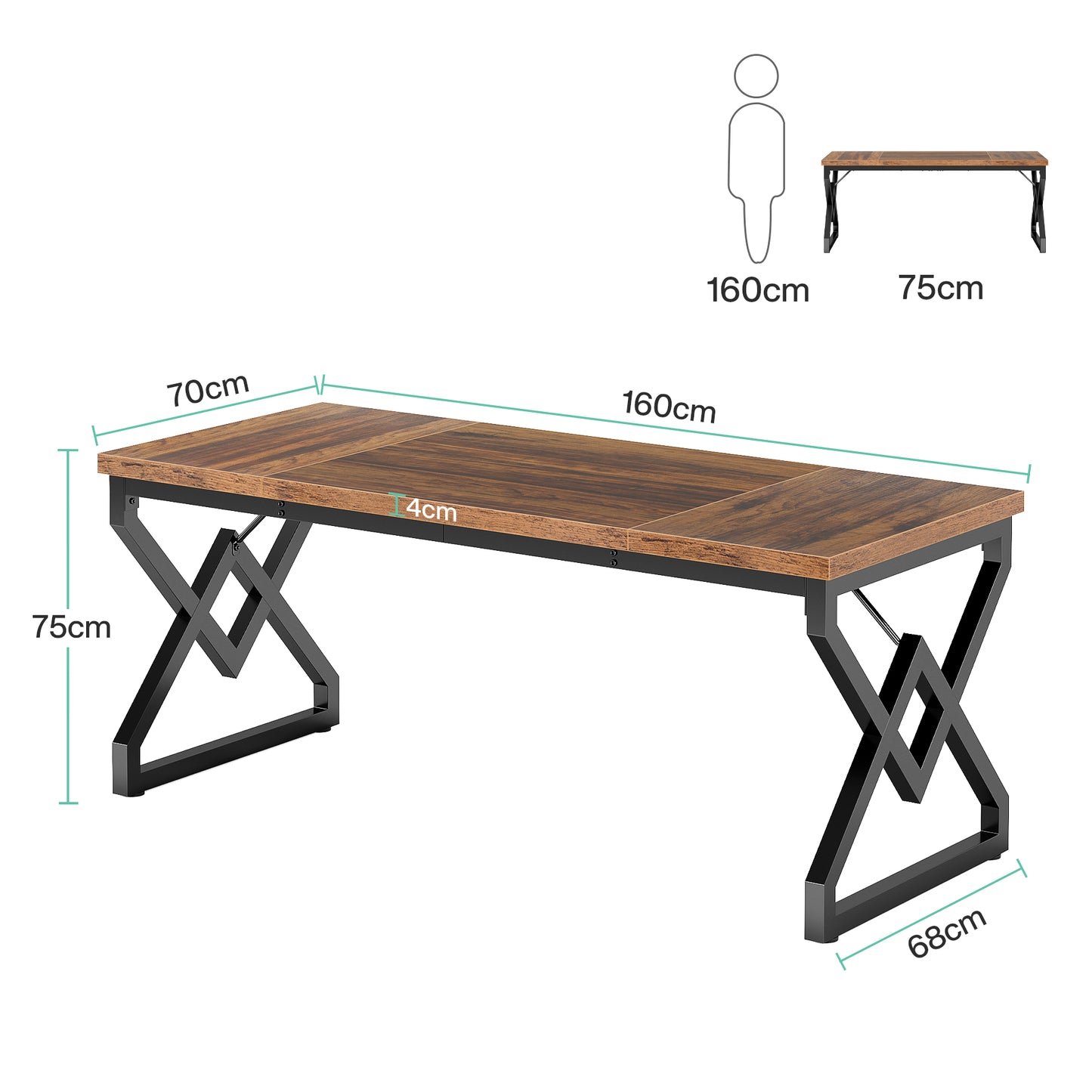 160cm Chefschreibtisch, großer Computertisch für das Home Office