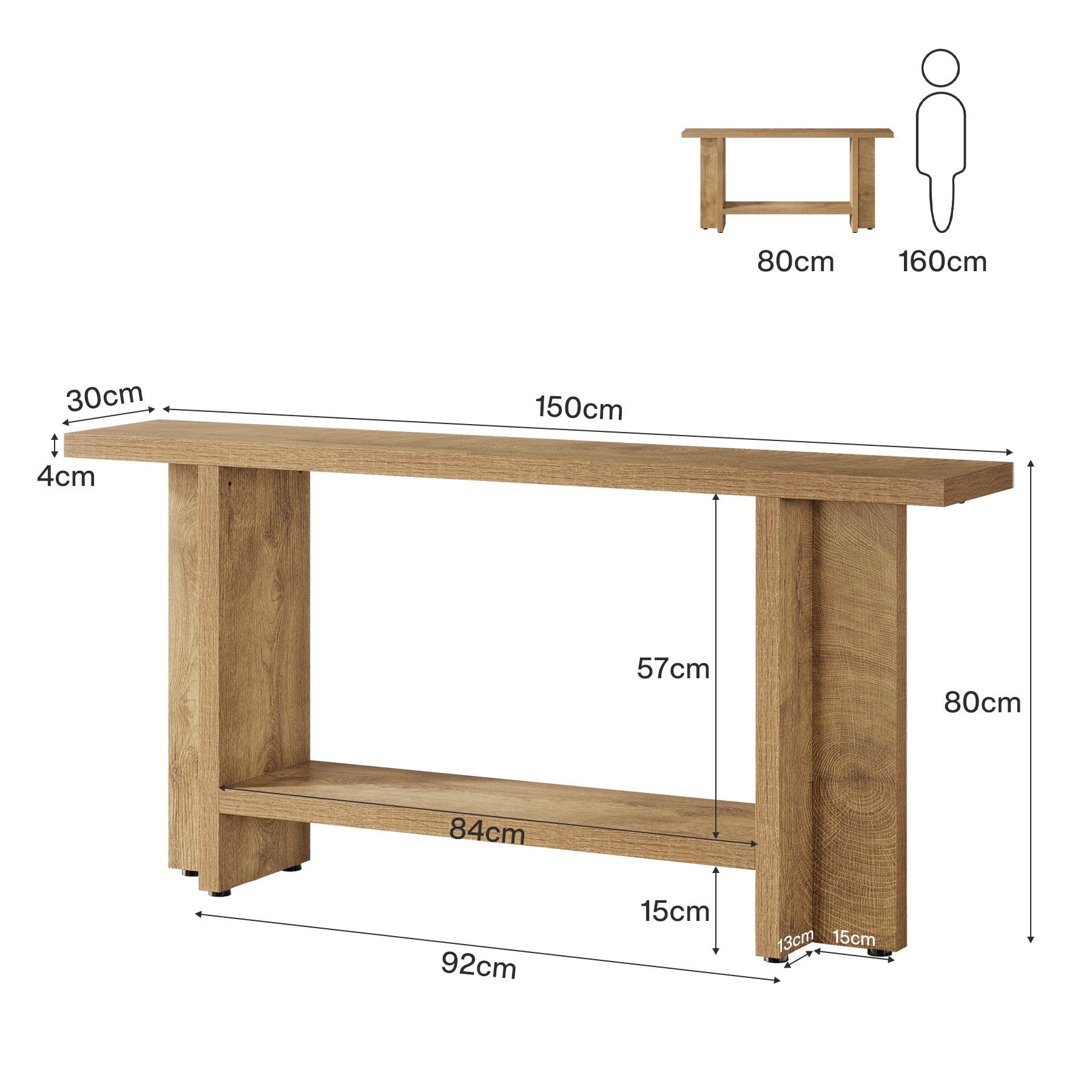 150 cm Konsolentisch, Bauernhaus-Sofatisch, Flurtisch