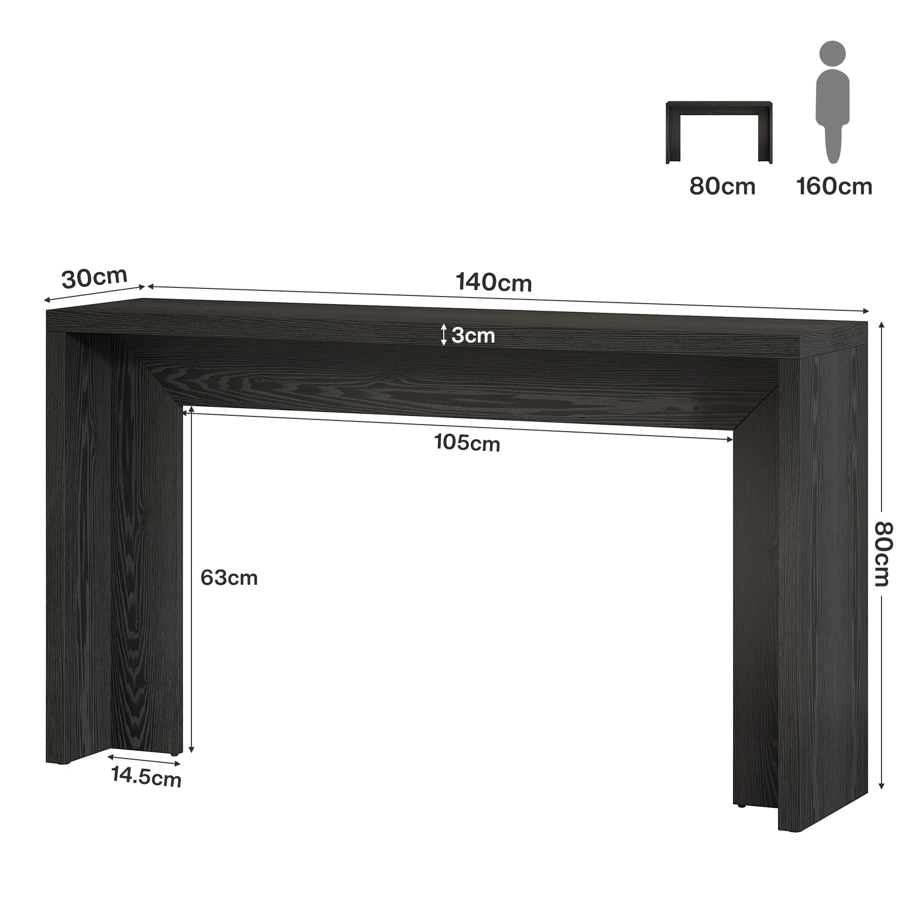140 cm Rustikaler Konsolentisch, Bauernhaus-Sofatisch, Flurtisch
