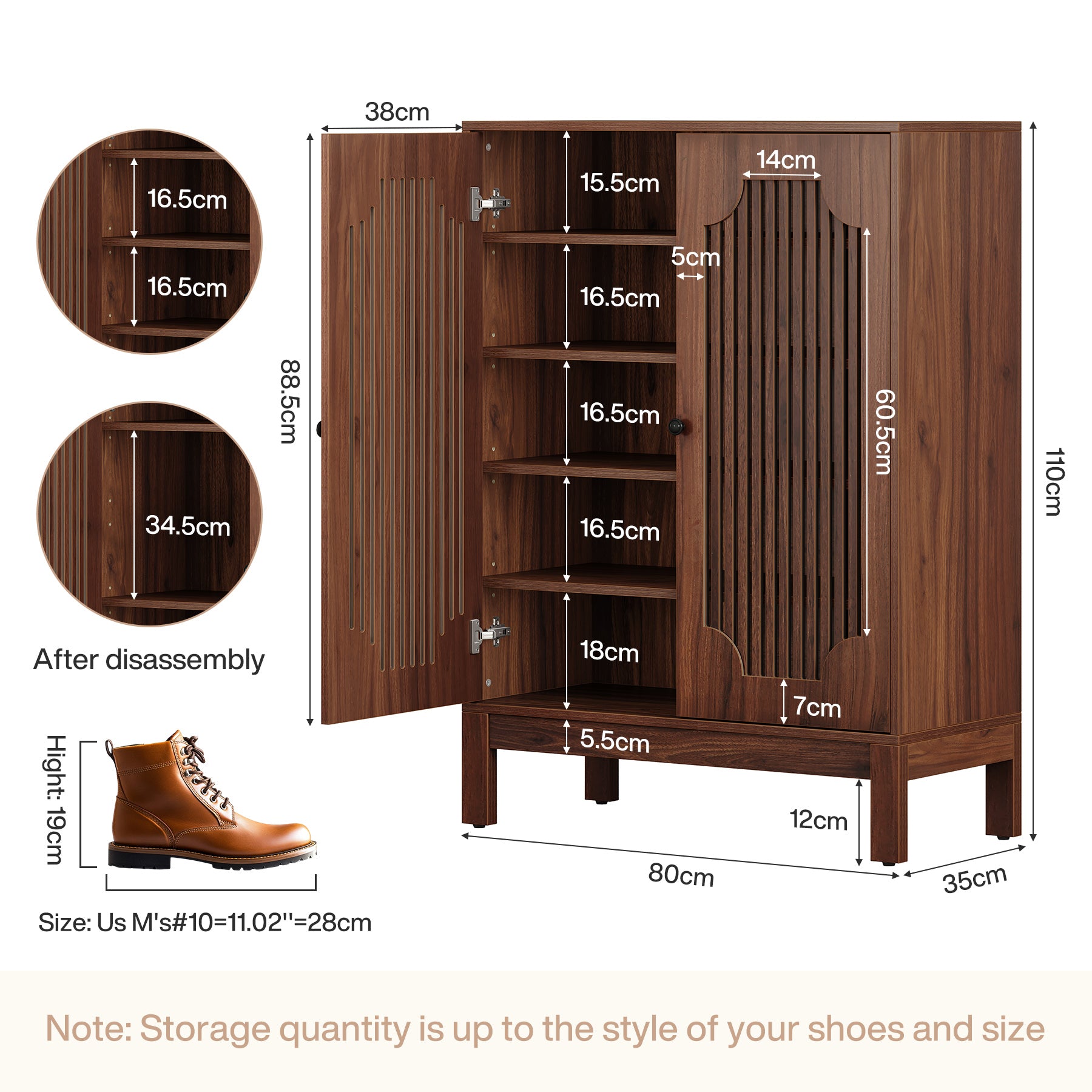 Schuhschrank für 20 Paar Schuhe, 6-stufiger Schuhaufbewahrungs-Organizer