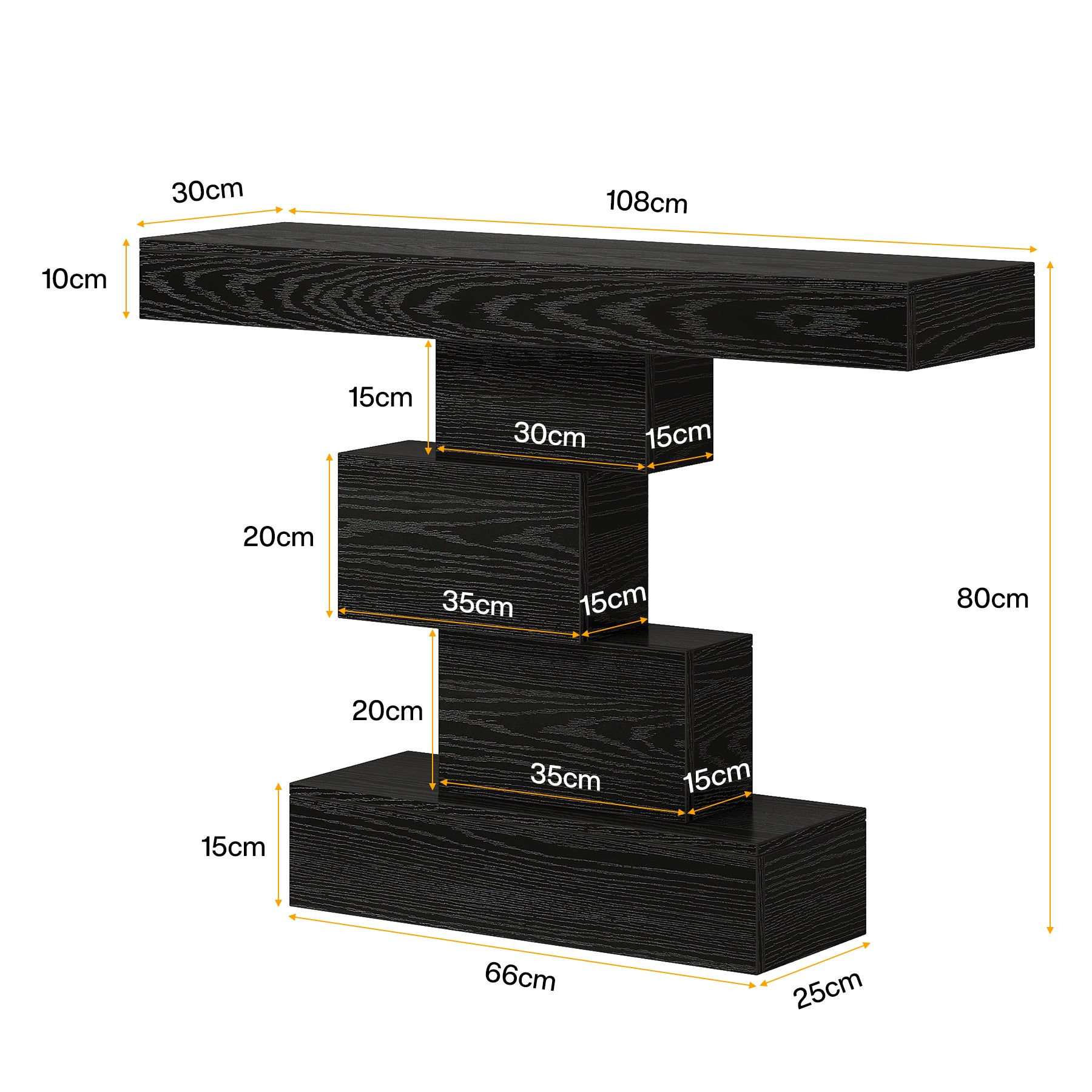 108cm Konsolentisch, Holzsofatisch, Akzenttisch mit geometrischem Sockel