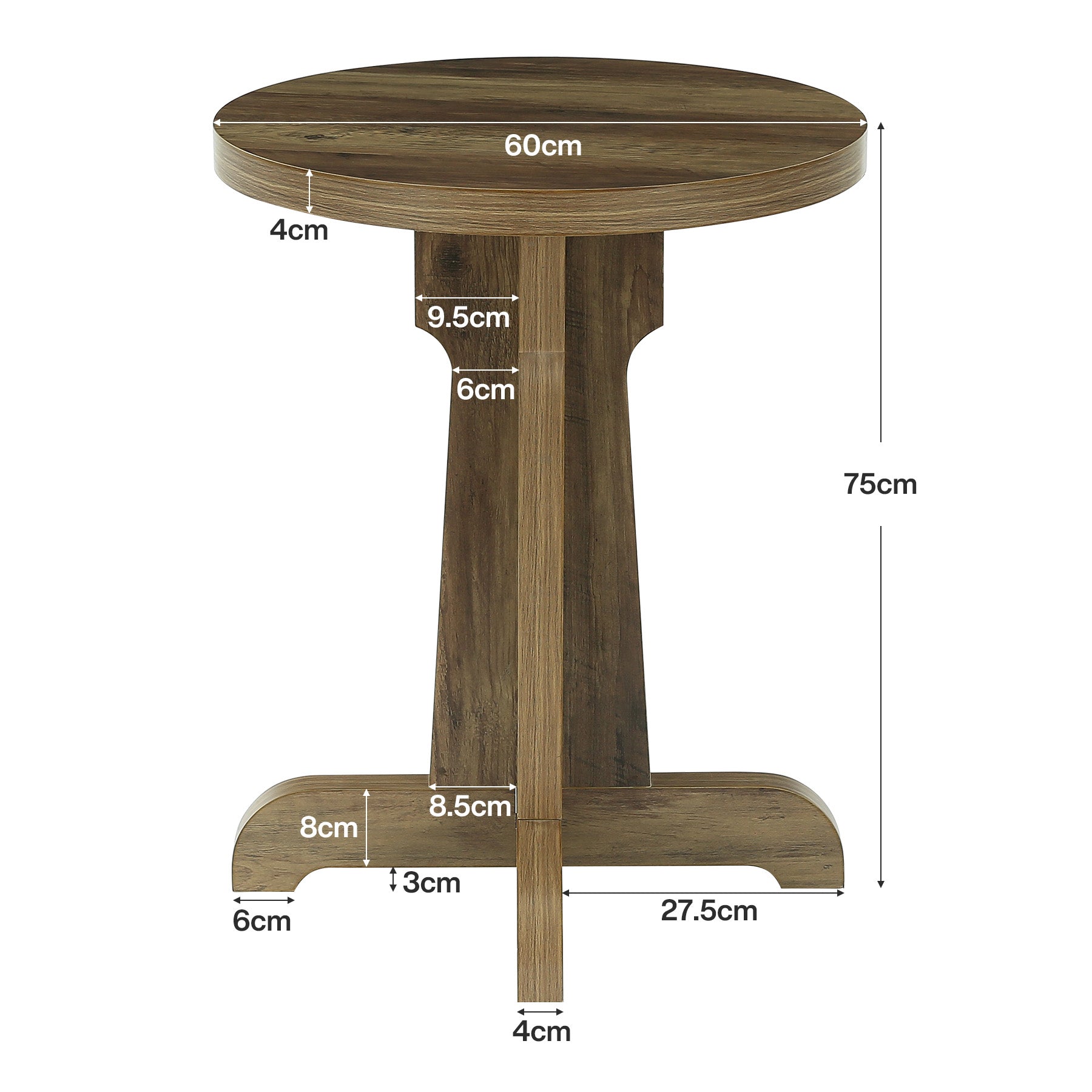 Tribesigns Runder Esstisch 60 cm für 2 Personen, Kleiner Küchentisch im Landhausstil