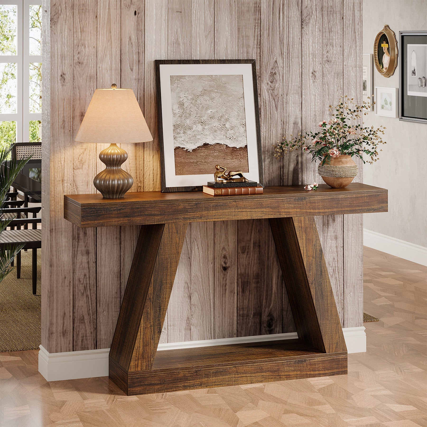 Konsolentisch im Landhausstil, 140cm Sofatisch mit Stauraum