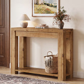 Tribesigns Konsolentisch aus Massivholz 110 cm, Schmaler Flurtisch mit 2 Ablagen 3