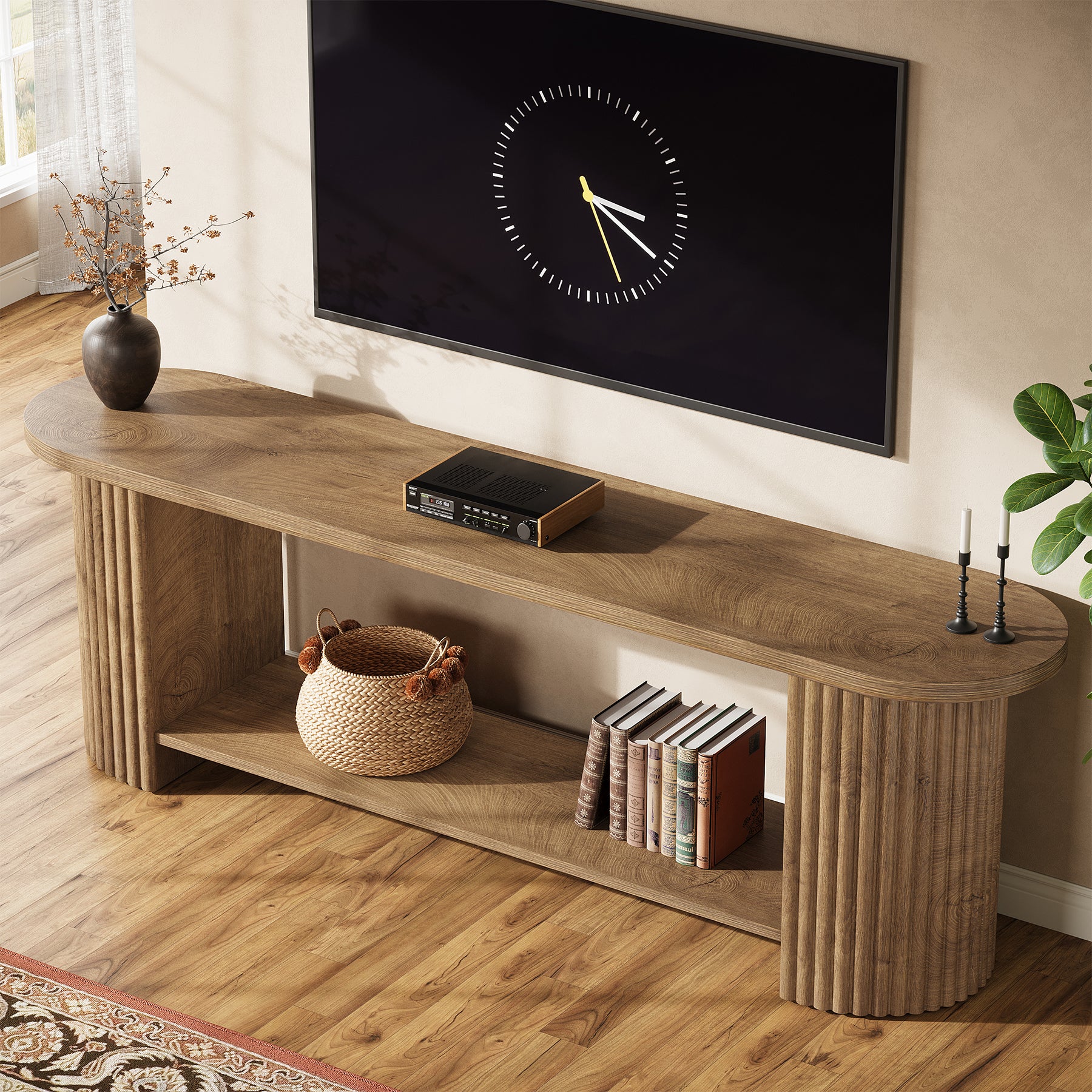 Tribesigns TV Schrank 160 cm mit geriffelter Front, TV Board im Landhausstil für 50–75 Zoll Fernseher