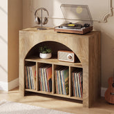 Tribesigns Plattenspielerständer mit Stauraum, Vinyl Schrank mit 2 Ebenen im Retro-Design 3