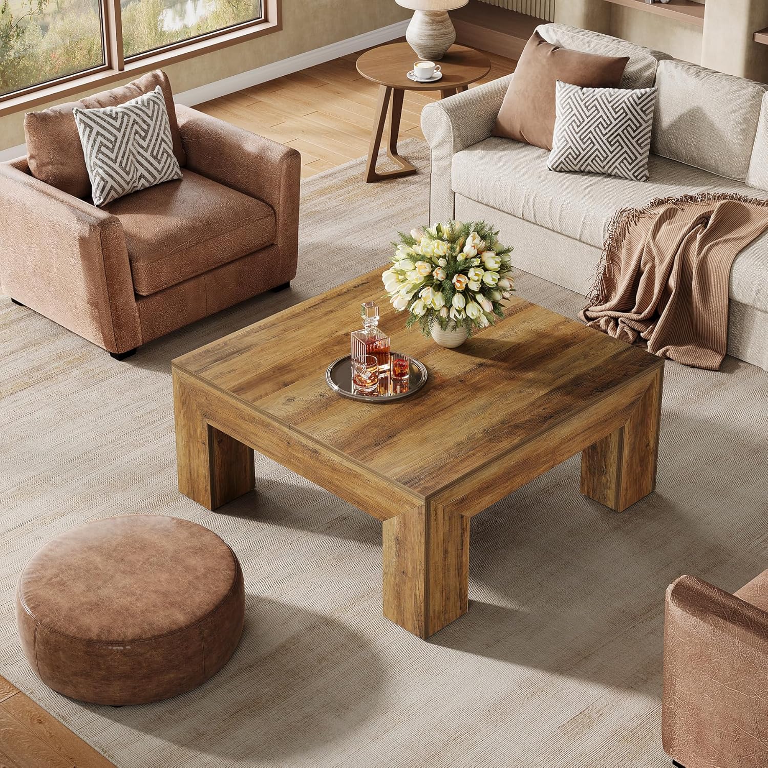 100 cm Couchtisch - Quadratischer Landhaustisch in rustikalem