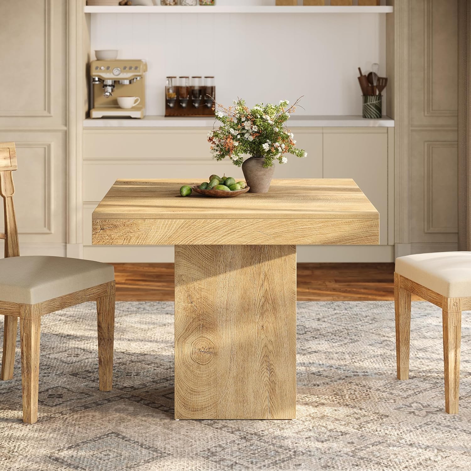 100 cm Esstisch - Quadratischer Küchentisch für 4 Personen mit dicker Platte
