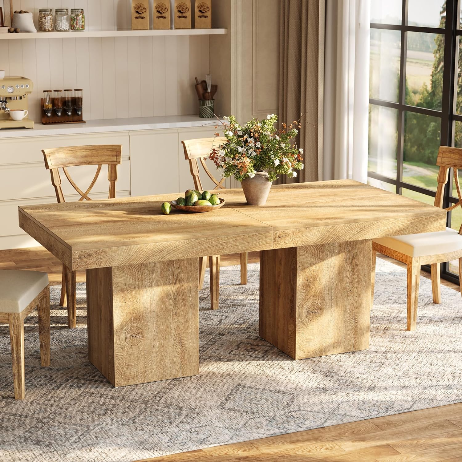 100 cm Esstisch - Quadratischer Küchentisch für 4 Personen mit dicker Platte