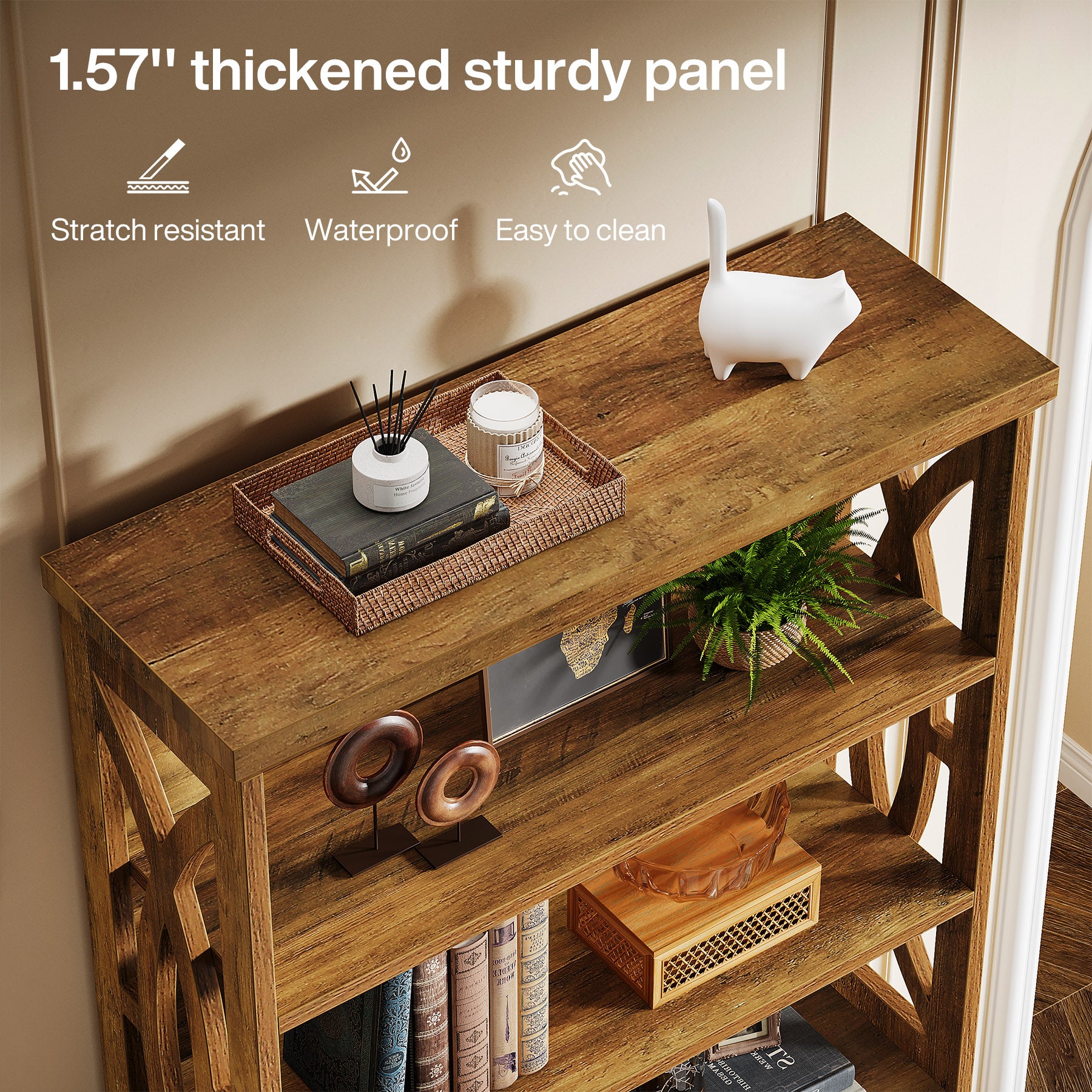 180 cm 6-stufiges Bücherregal, freistehendes Industrie-Regal aus Holz für Wohnzimmer & Homeoffice