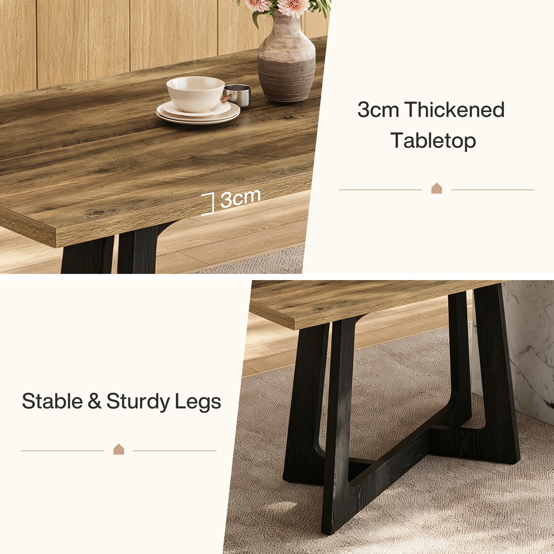 Tribesigns Esstisch 120 cm für 2–4 Personen, Küchentisch im Industrial-Landhausstil mit stabilem Mittelfuß