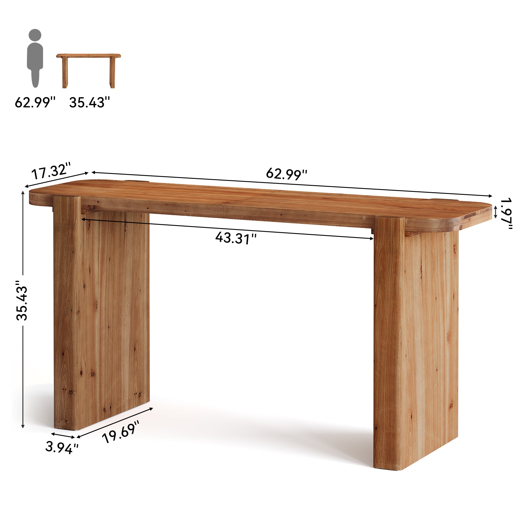 Tribesigns Massivholz Bartisch 160 cm, Hochtisch für 4–6 Personen, Rechteckiger Stehtisch im Industrial-Stil