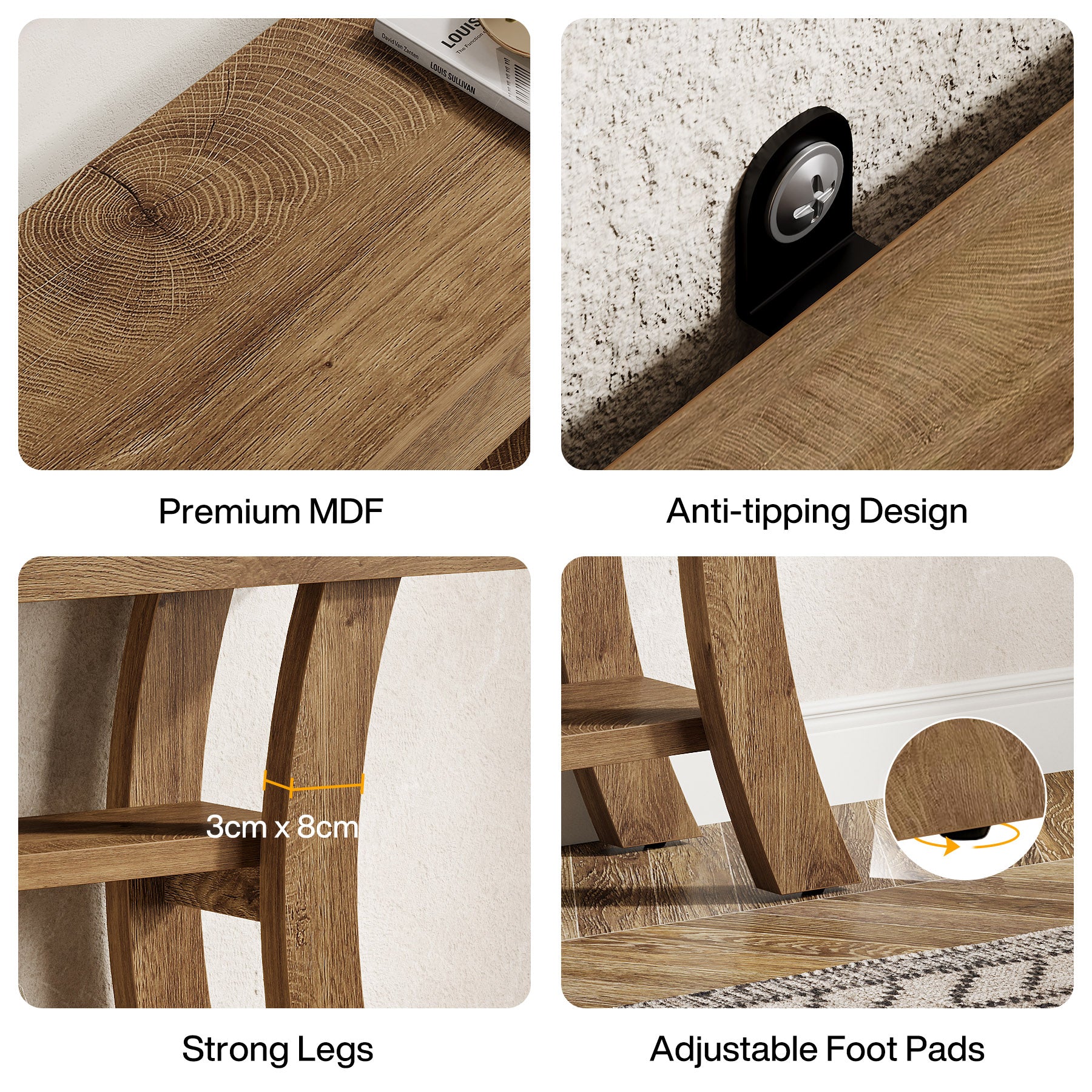 105 cm Konsolentisch, Sofa-Eingangstisch mit Ablagefächern