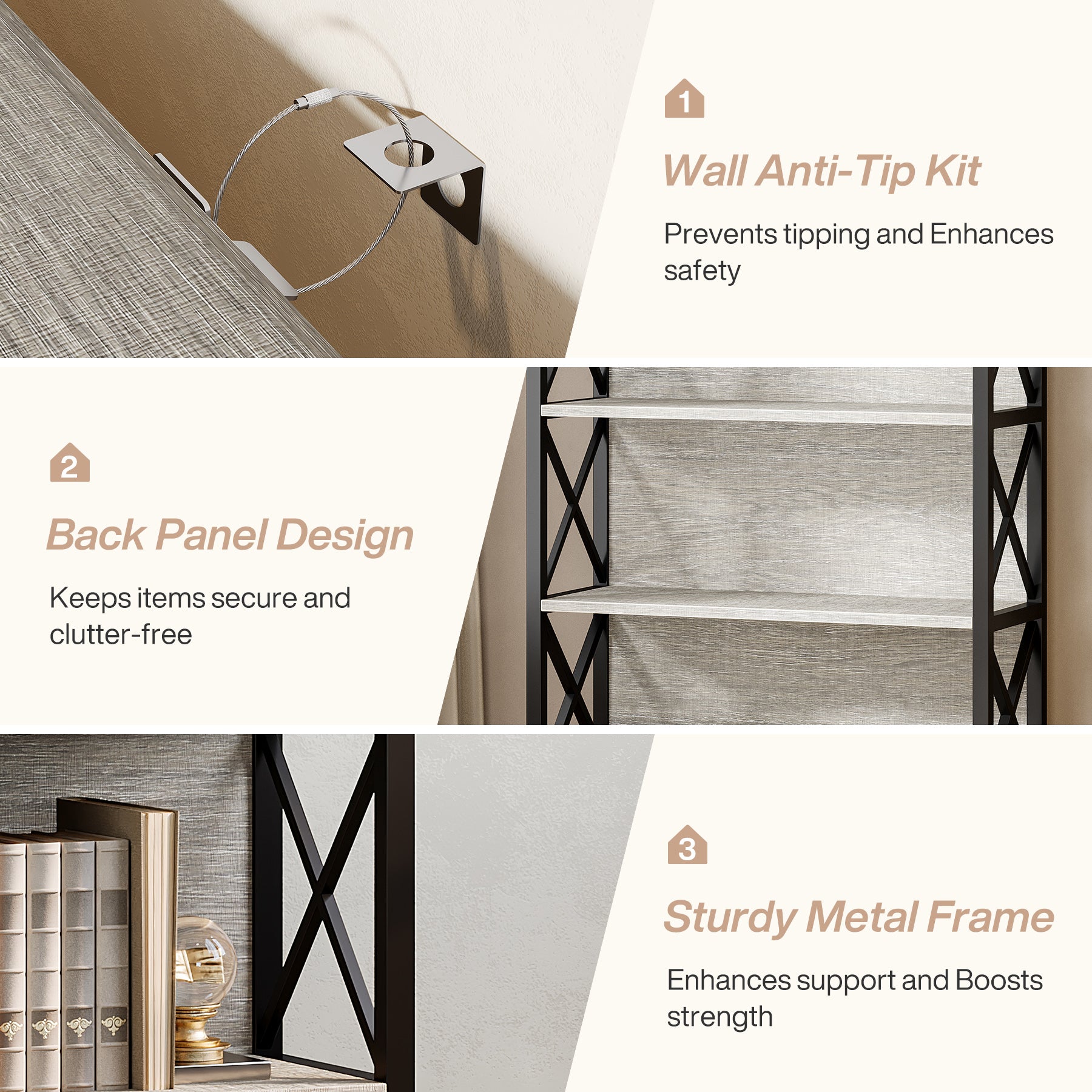 6-stöckiges Bücherregal, 180cm Etagere Bücherregal für das Home Office