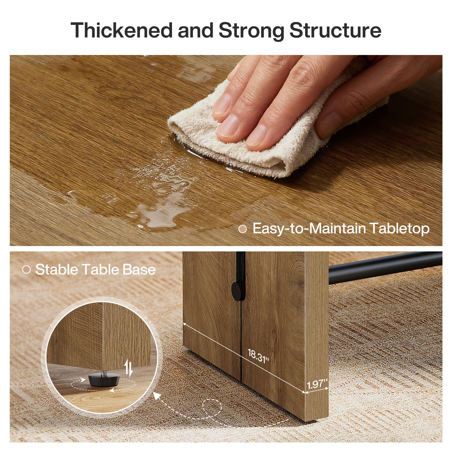 Tribesigns Bartisch 105 cm, Hochtisch mit Fußstütze, Kücheninsel & Bistrotisch im Landhausstil